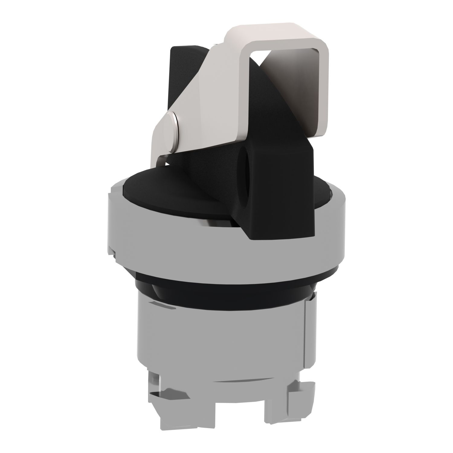 Picture of Selector switch head, Harmony XB4, metal, black, 22mm, long handle, 2 positions, stay put, padlockable on the left or on the right
