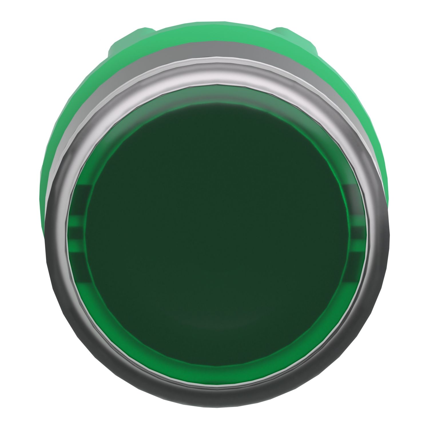 Picture of Head for illuminated push button, Harmony XB5, plastic, green flush, 22mm, universal LED, push push, unmarked