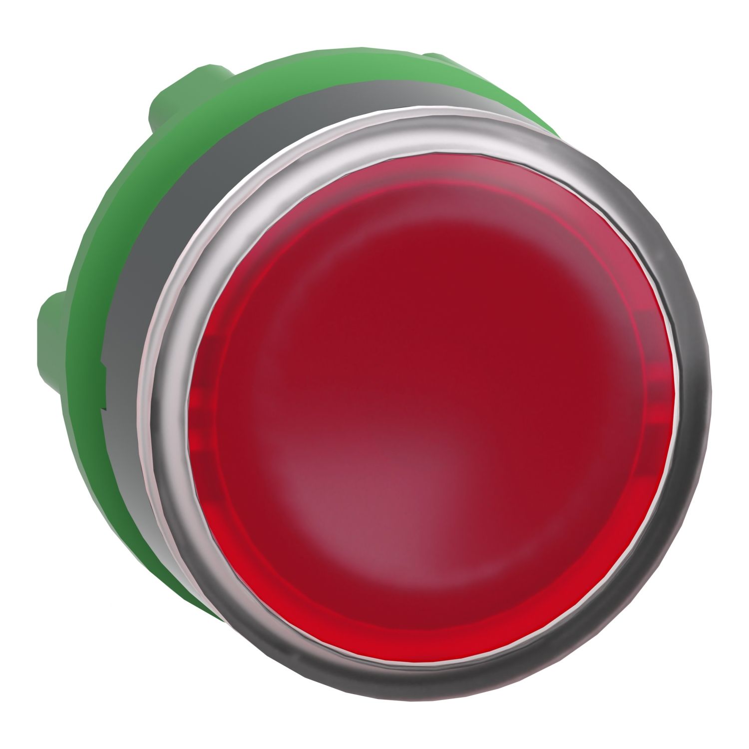 Picture of Head for illuminated push button, Harmony XB5, dark grey plastic, red flush, 22mm, universal LED, push push, unmarked