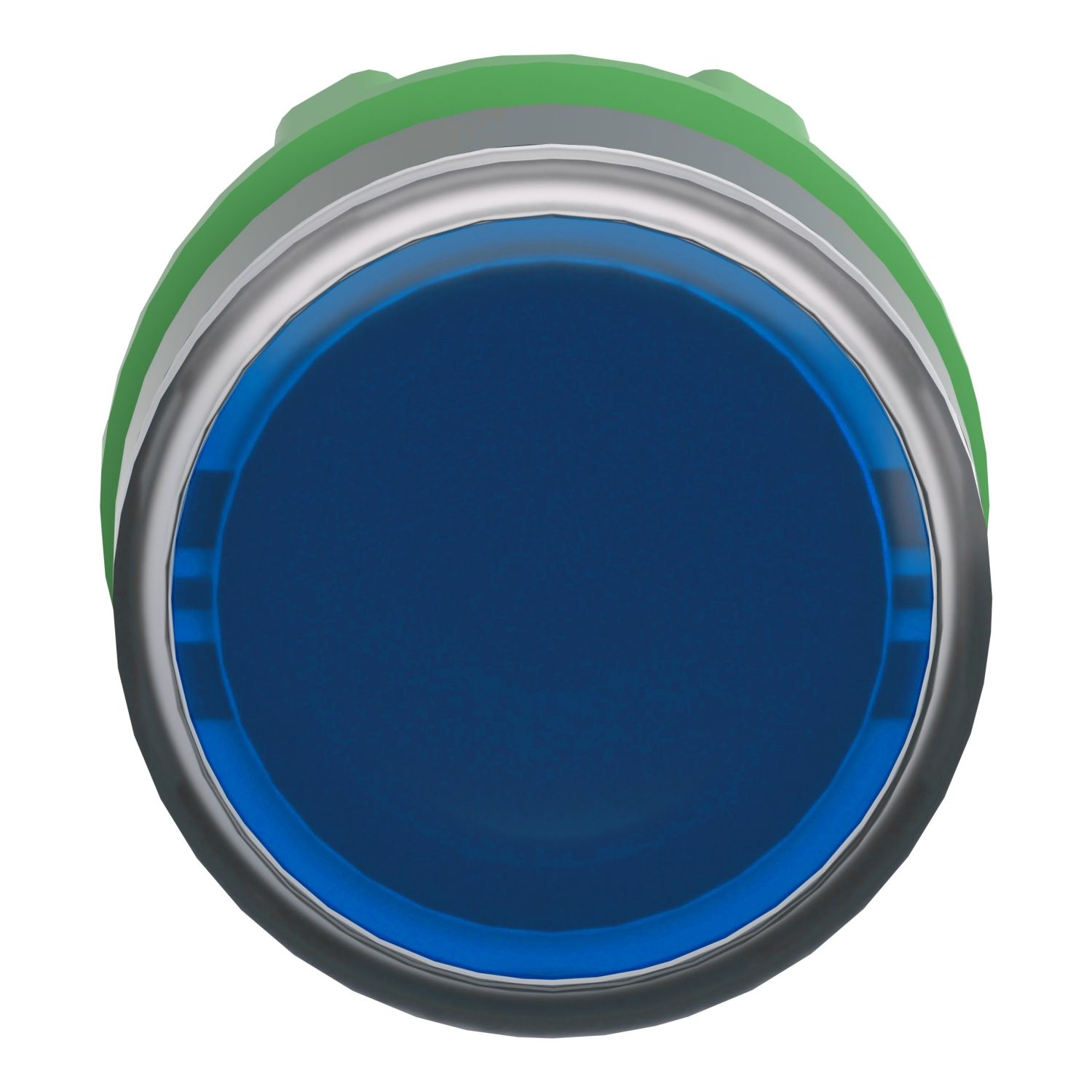 Picture of Head for illuminated push button, Harmony XB5, blue flush, 22mm, universal LED, push to release, unmarked