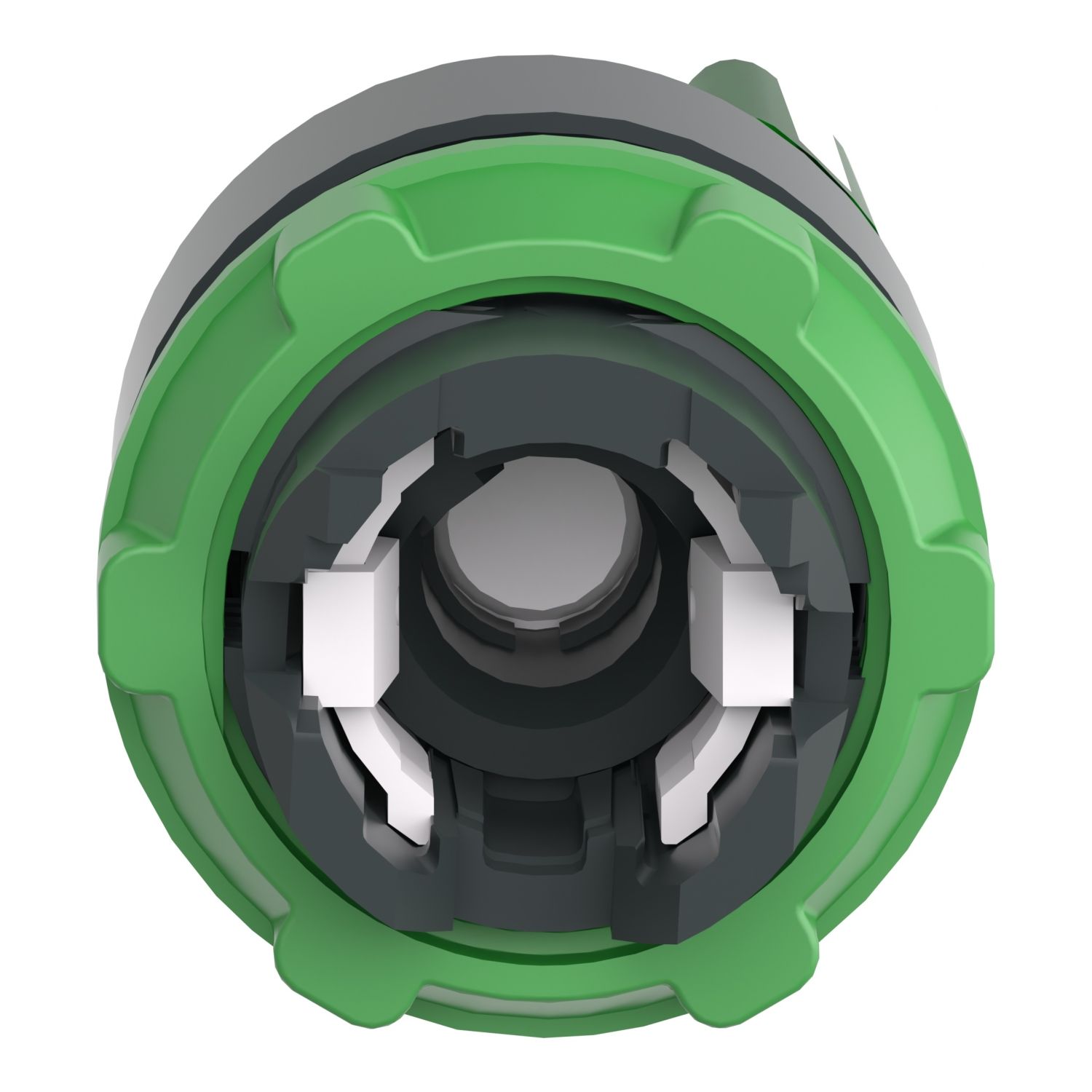 Picture of Head for illuminated selector switch, Harmony XB5, Harmony XALF, grey plastic, green handle, 22mm, universal LED, 2 positions