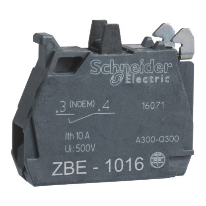 Picture of Single contact block, Harmony XB4, silver alloy, gold flashed, screw clamp terminal, 1NO