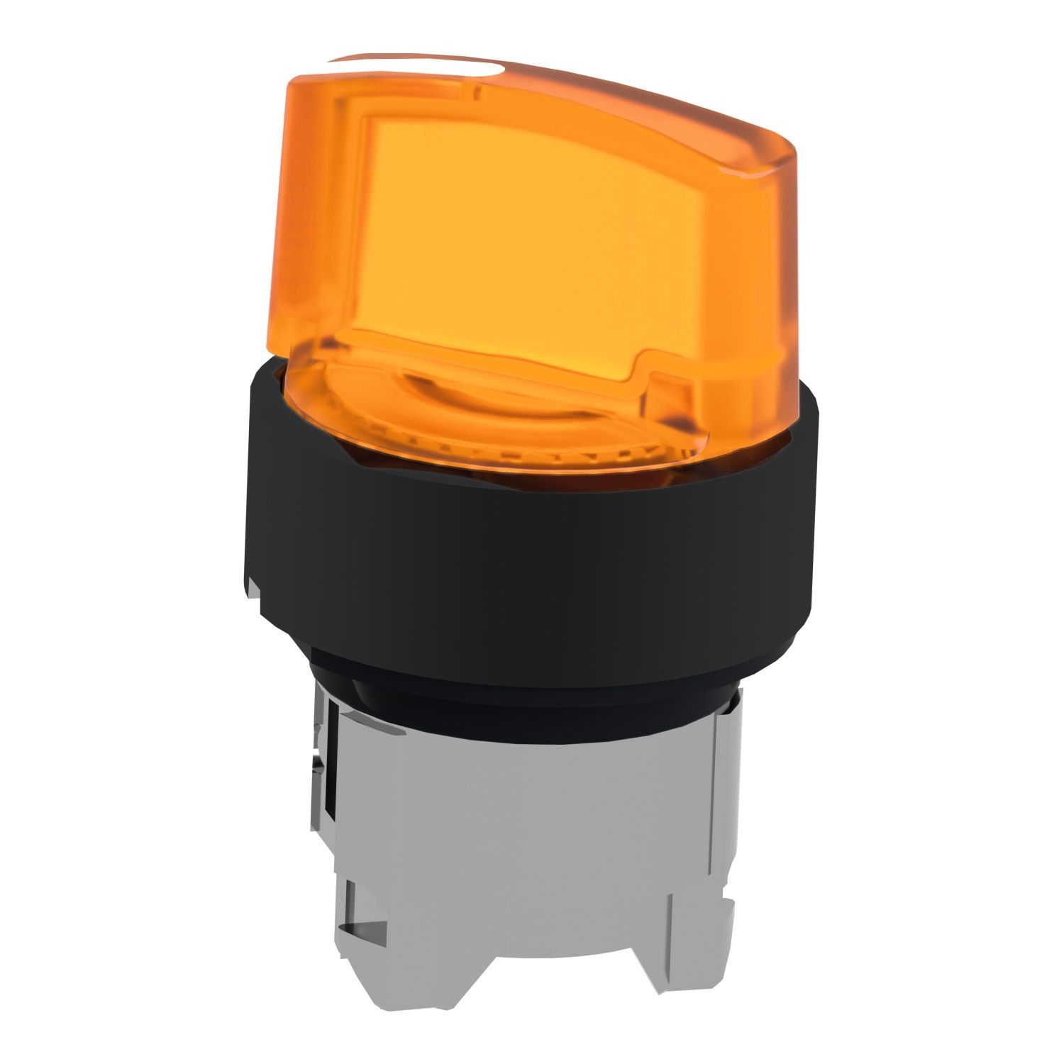 Picture of Head for illuminated selector switch, Harmony XB4, universal LED,  black metal, orange handle, 22mm, 2 positions, stay put