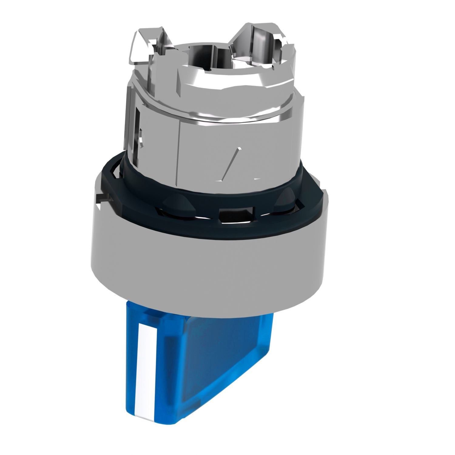 Picture of Head for illuminated selector switch, Harmony XB4, chromium metal, blue handle, 22mm, universal LED, 2 positions