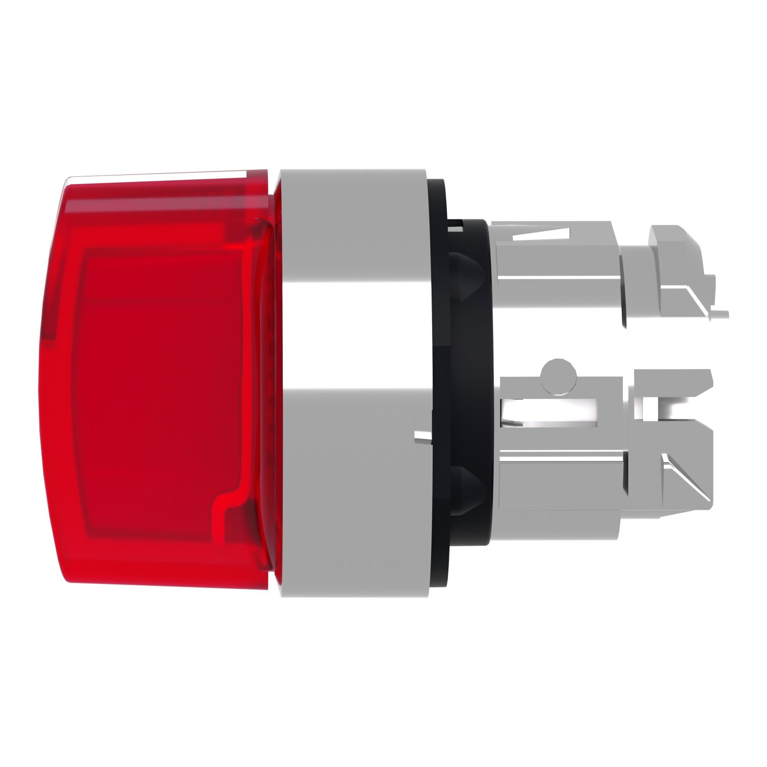 Picture of Head for illuminated selector switch, Harmony XB4, chromium metal, red handle, 22mm, universal LED, 3 positions, stay put