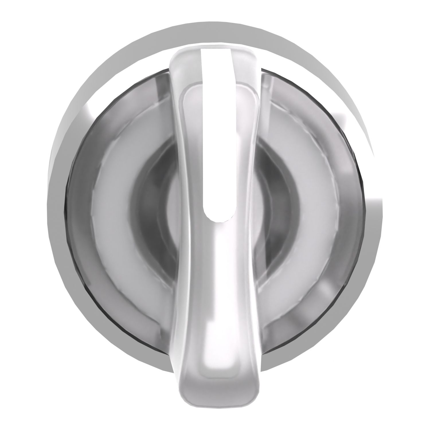 Picture of Head for illuminated selector switch, Harmony XB4, chromium metal, white handle, 22mm, universal LED, 3 positions