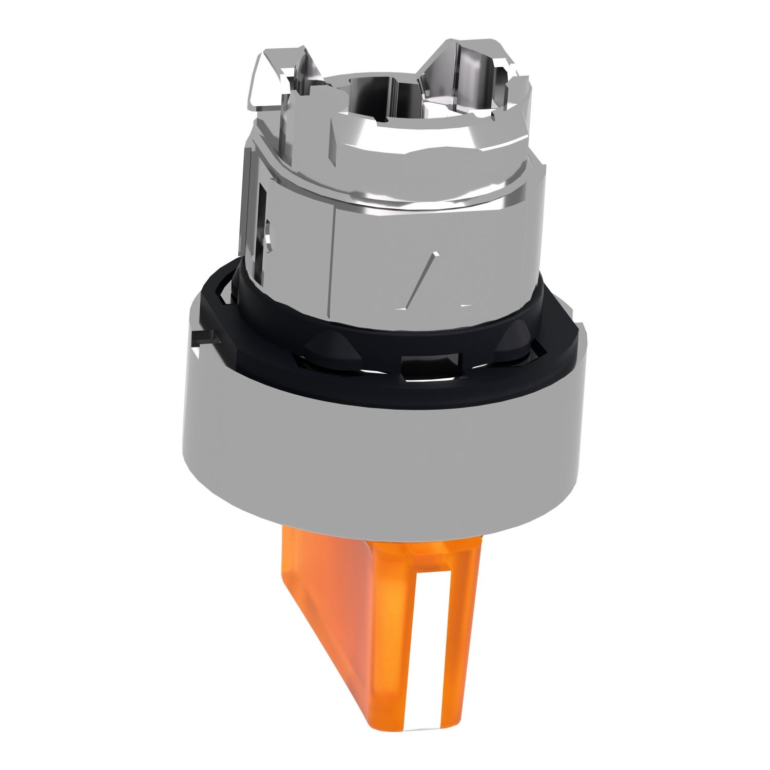 Picture of Head for illuminated selector switch, Harmony XB4, metal, orange handle, 22mm, universal LED, 3 positions, stay put