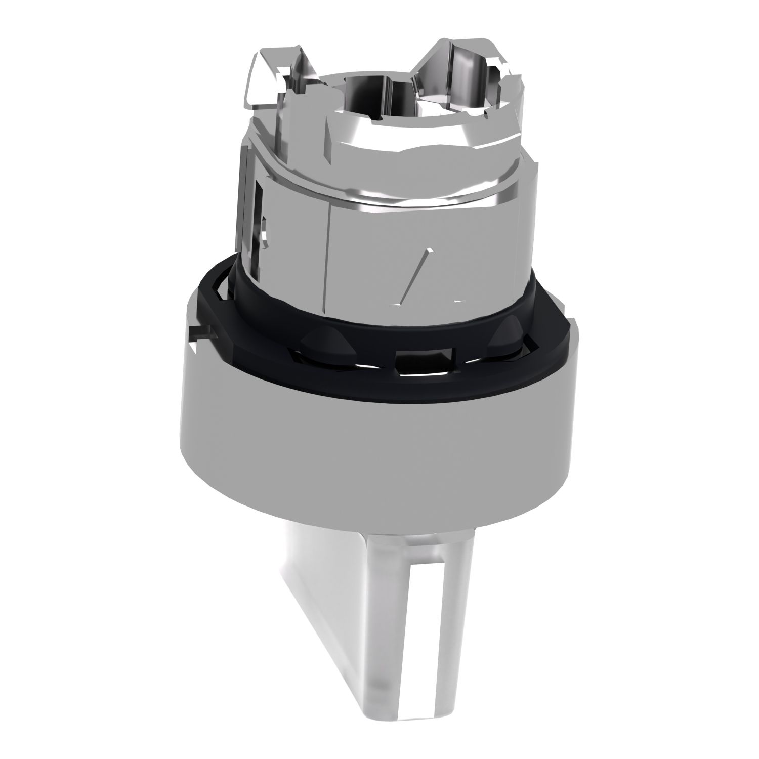Picture of Head for illuminated selector switch, Harmony XB4, chromium metal, white handle, 22mm, universal LED, 3 positions, to center