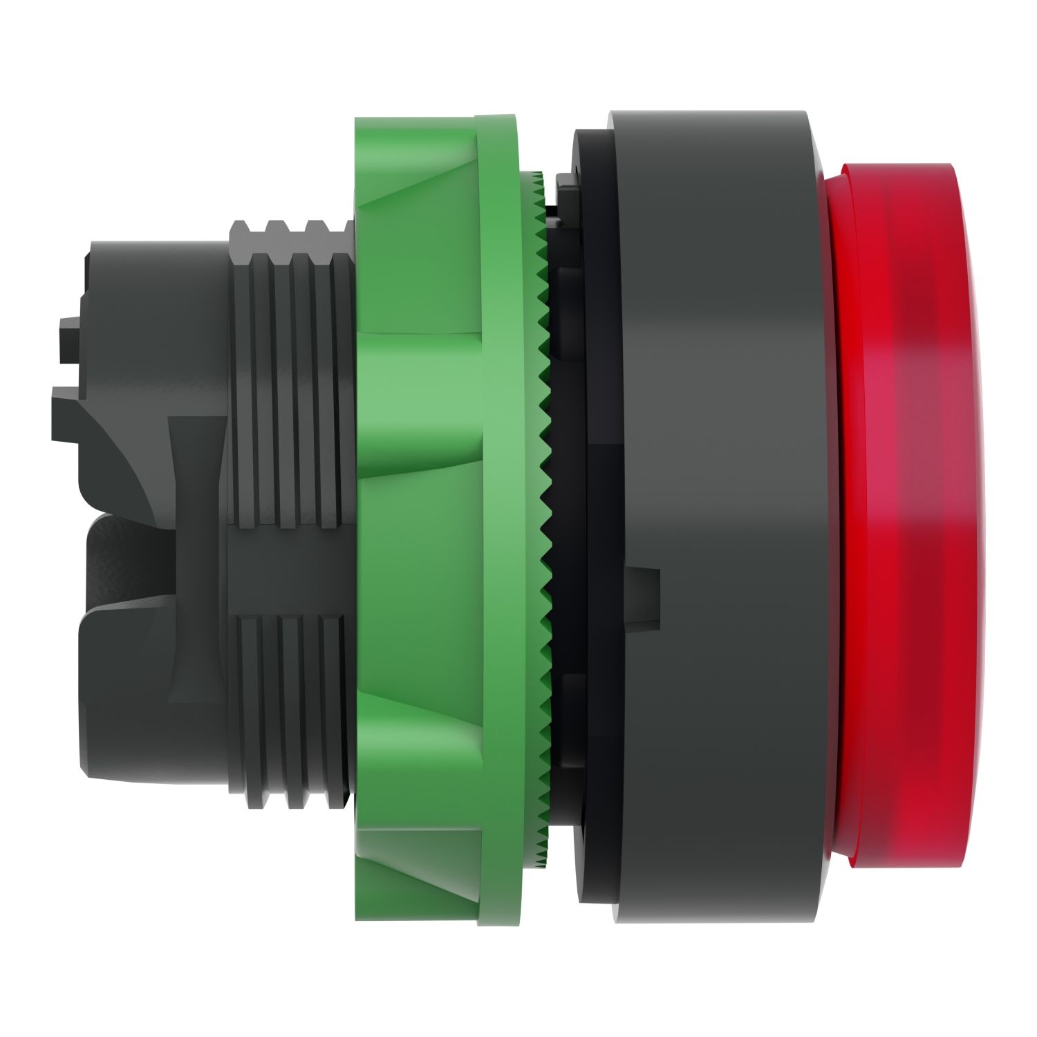 Picture of Head for illuminated push button, Harmony XB5, red projecting, 22mm, universal LED, push to release, unmarked