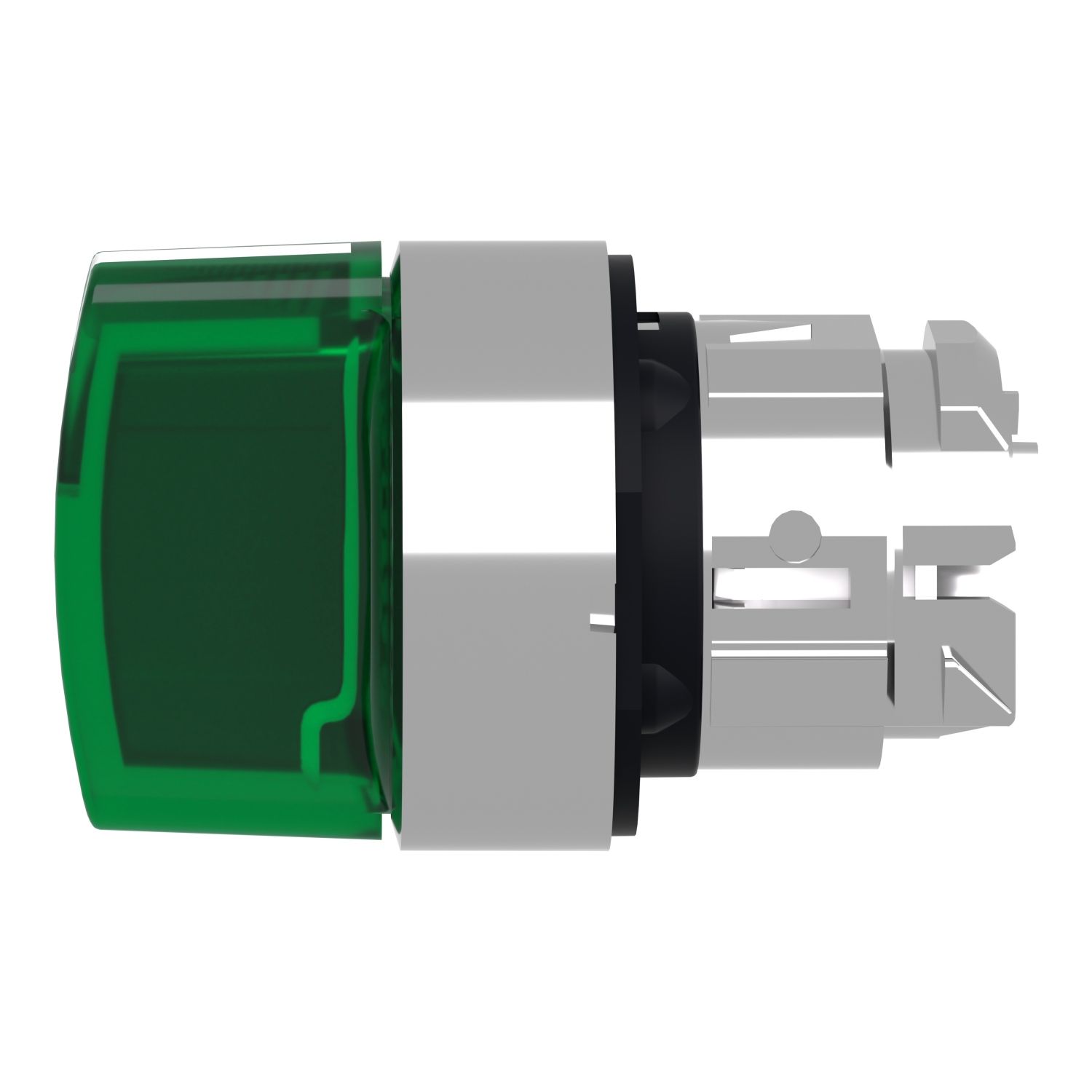 Picture of Head for illuminated selector switch, Harmony XB4, metal, green handle, 22mm, universal LED, 3 positions, stay put