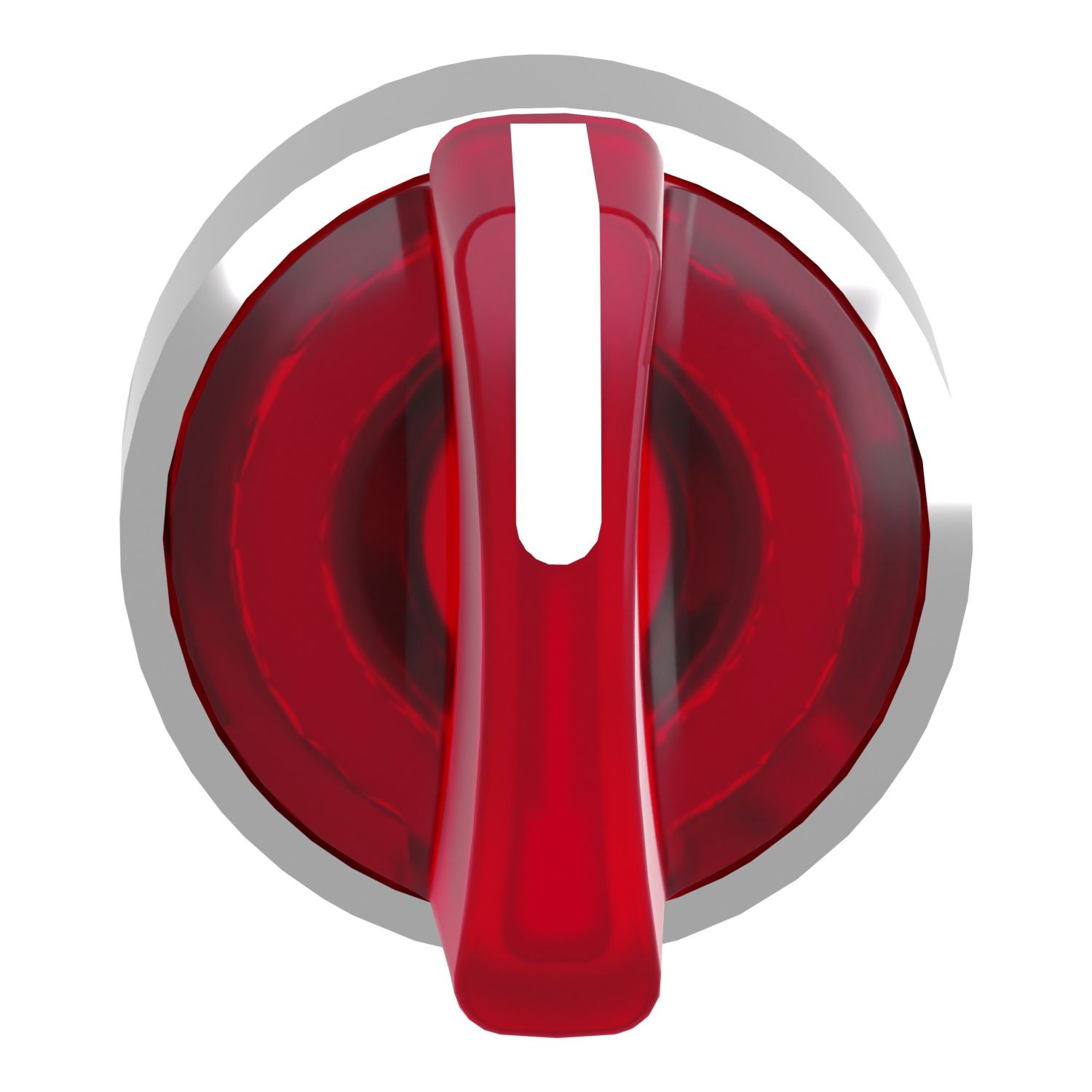 Picture of Head for illuminated selector switch, Harmony XB4, chromium metal, red handle, 22mm, universal LED, 3 positions,