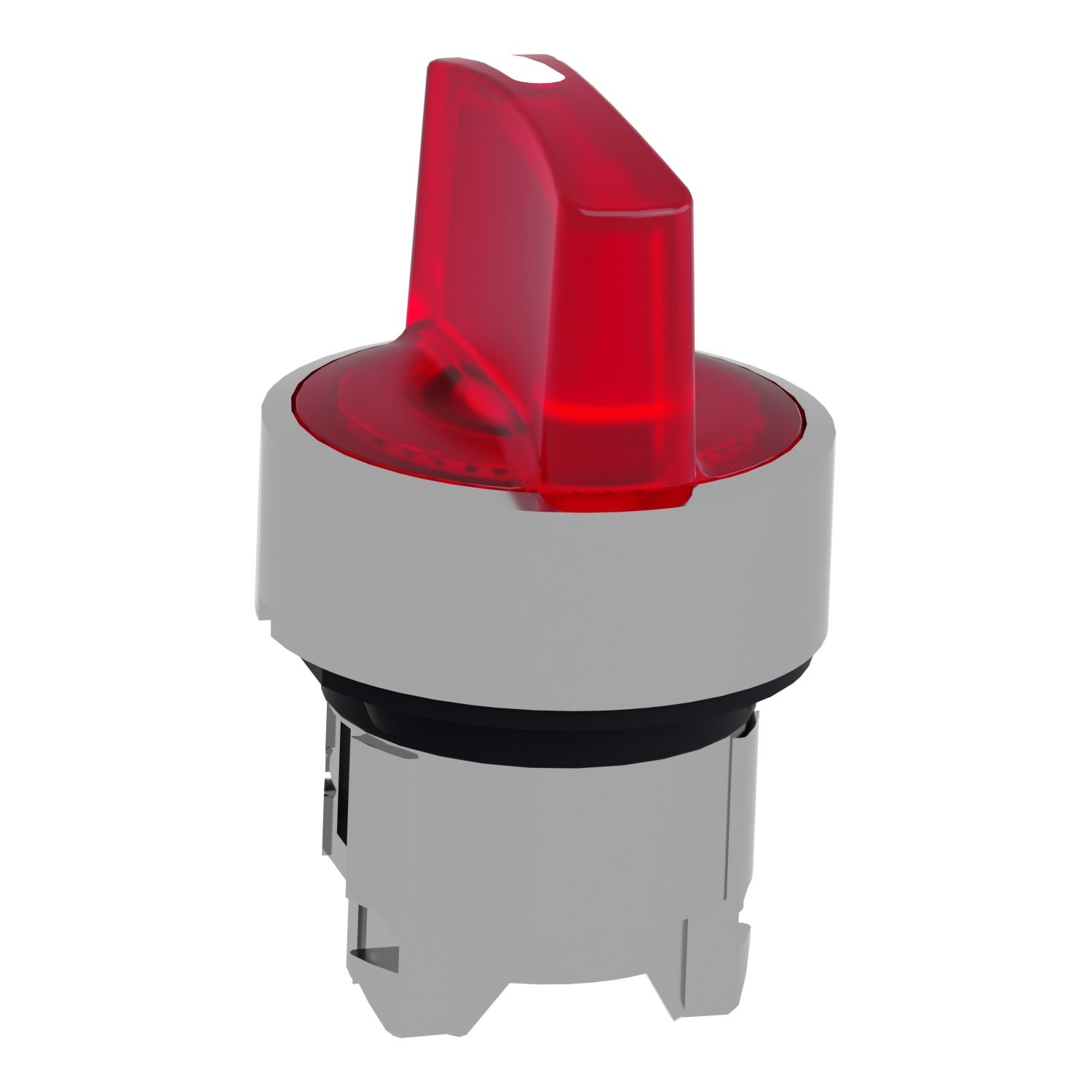 Picture of Head for illuminated selector switch, Harmony XB4, metal, red handle, 22mm, universal LED, 3 positions, left to center