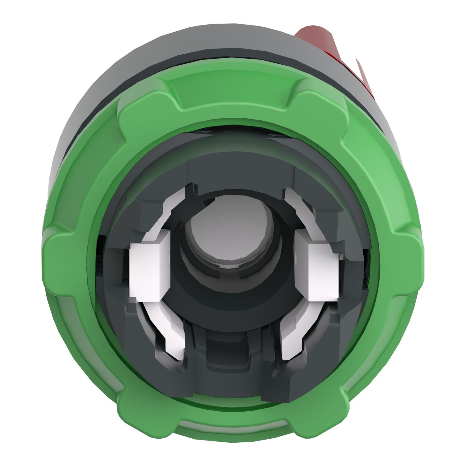Picture of Head for illuminated selector switch, Harmony XB5, dark grey plastic, red handle, 22mm, universal LED, 2 positions