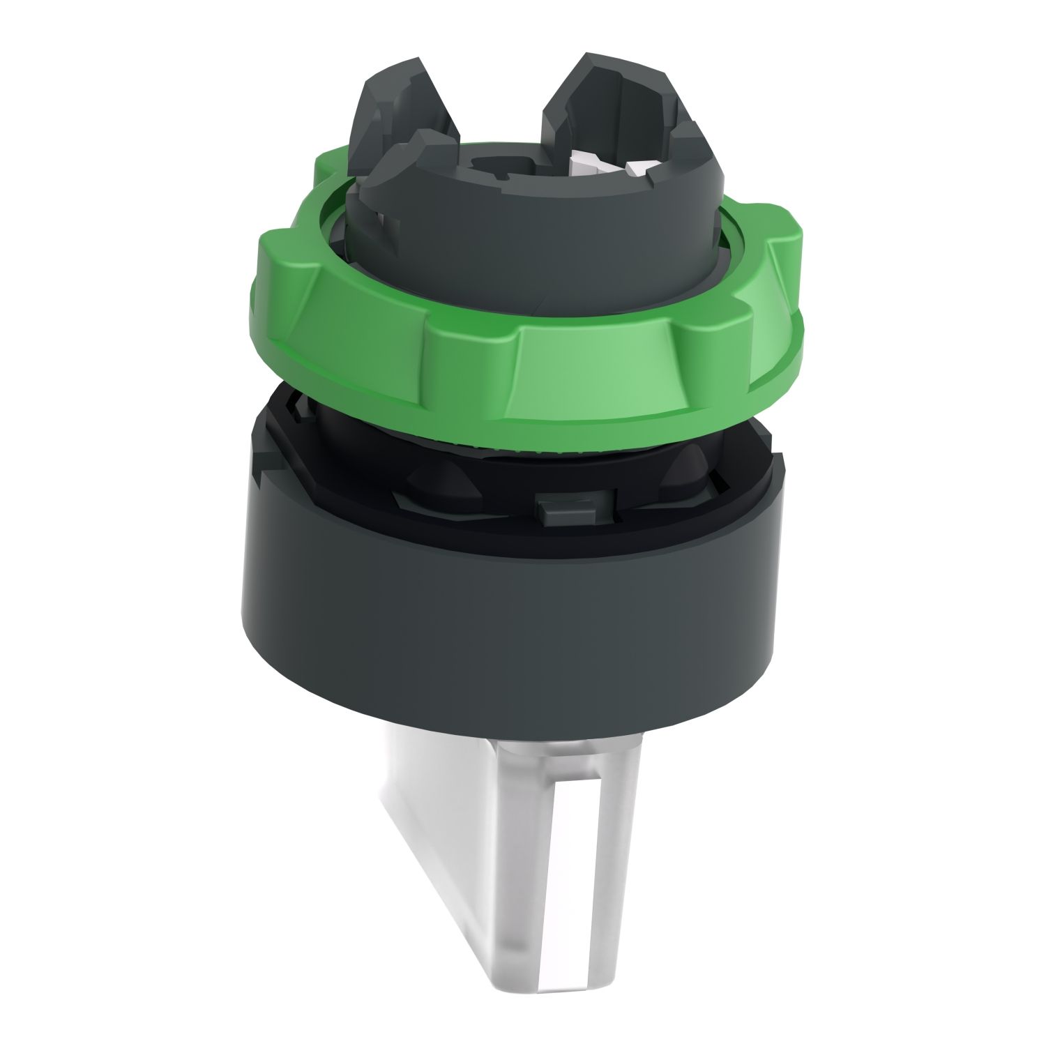Picture of Head for illuminated selector switch, Harmony XB5, grey plastic, white handle, 22mm, universal LED, 3 positions, stay put