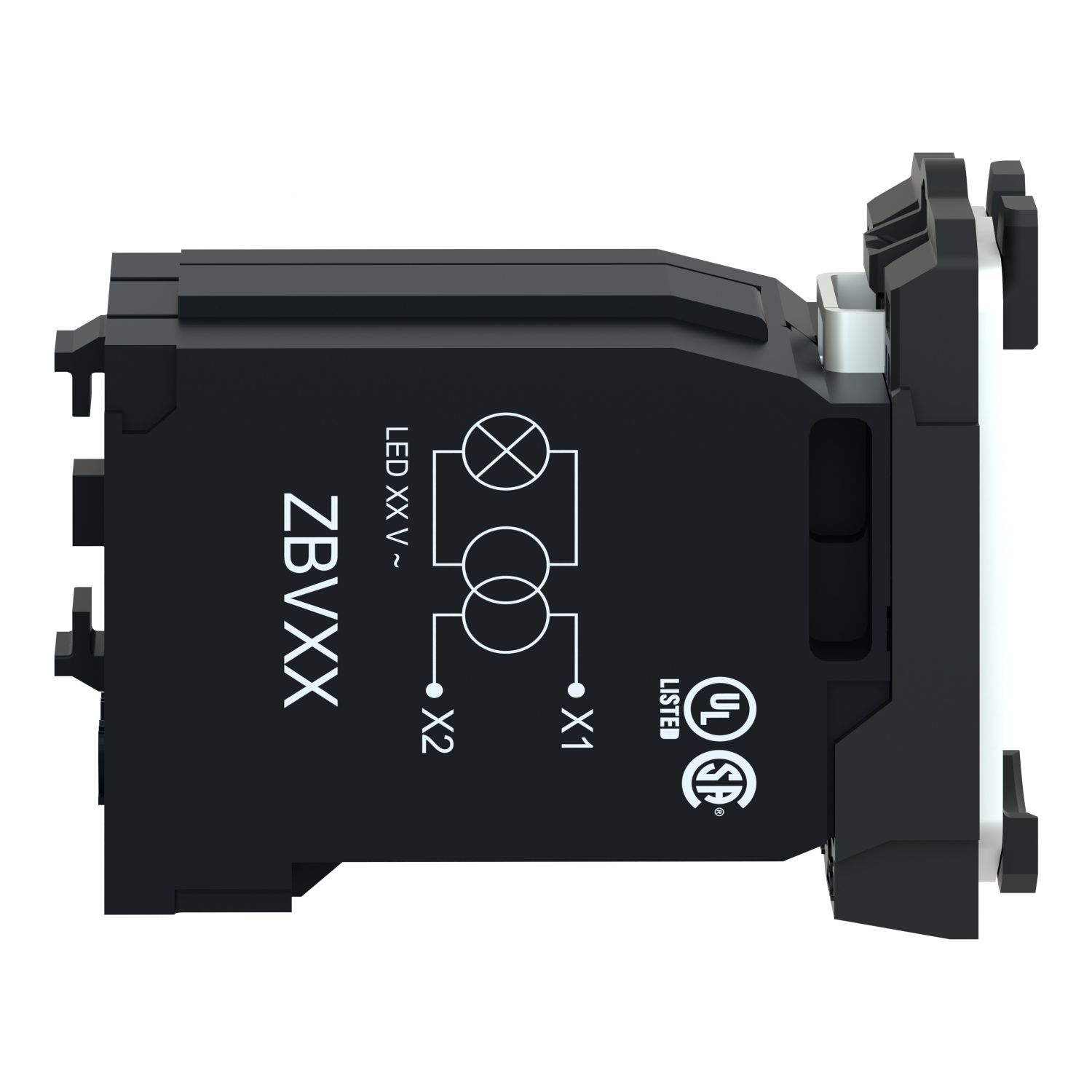 Picture of Light block with body fixing collar, Harmony XB5, plastic, with BA9s bulb, 230...240V AC