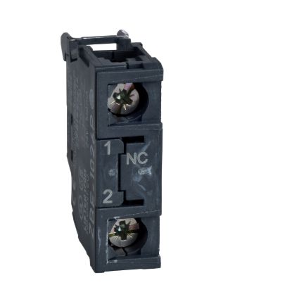 Picture of Single contact block, Harmony XB4, silver alloy, gold flashed, screw clamp terminal, dusty environment, 1NC