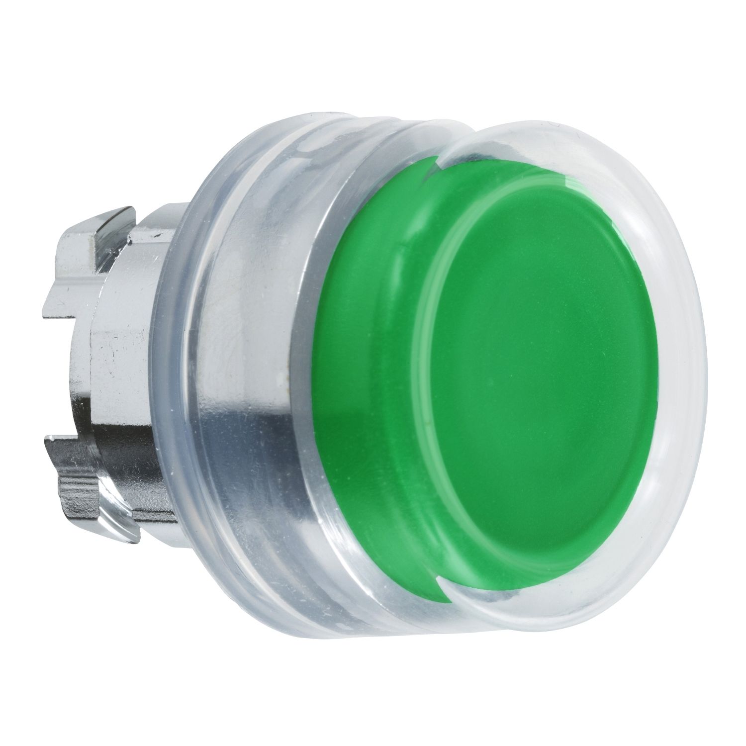 Picture of Head for non illuminated push button, Harmony XB4, metal, projecting, green, 22mm, spring return, booted, unmarked