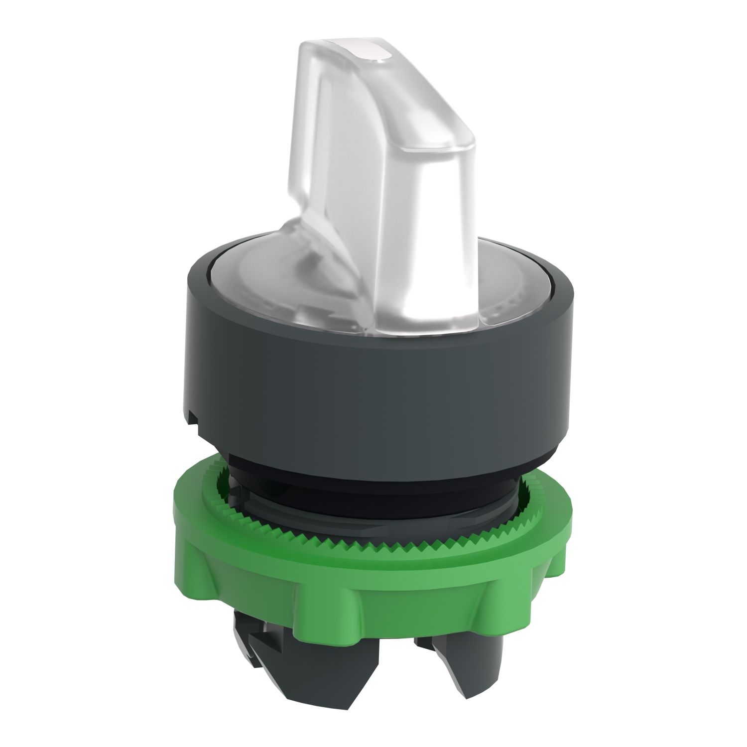 Picture of Head for illuminated selector switch, Harmony XB5, dark grey plastic, white handle, 22mm, universal LED, 3 positions,
