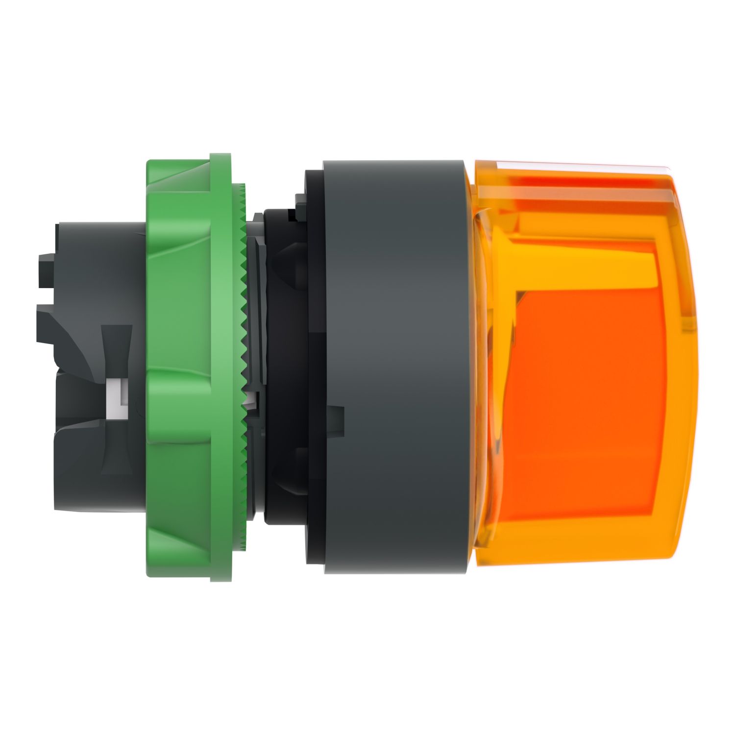 Picture of Head for illuminated selector switch, Harmony XB5, dark grey plastic, orange handle, 22mm, universal LED, 3 positions,