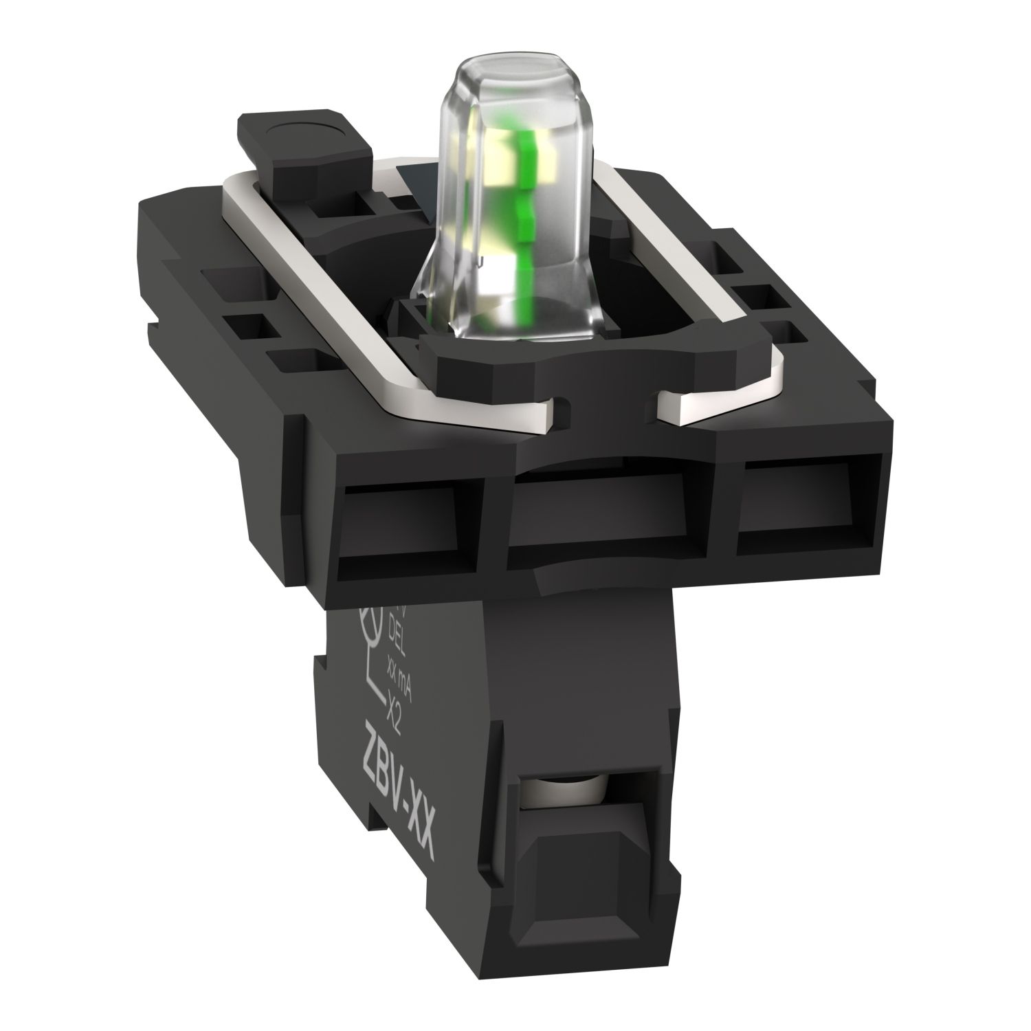 Picture of Complete body light block assembly, Harmony XB5, plastic, universal LED, body fixing collar, 24V AC DC