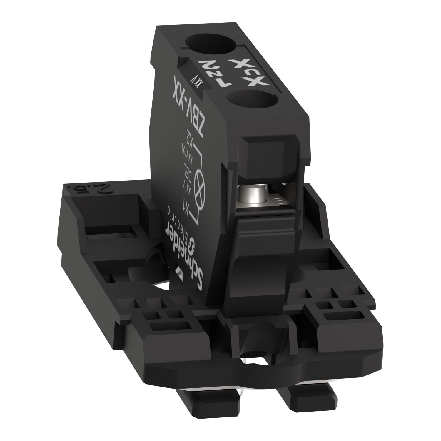 Picture of Complete body light block assembly, Harmony XB5, plastic, universal LED, body fixing collar, 24V AC DC