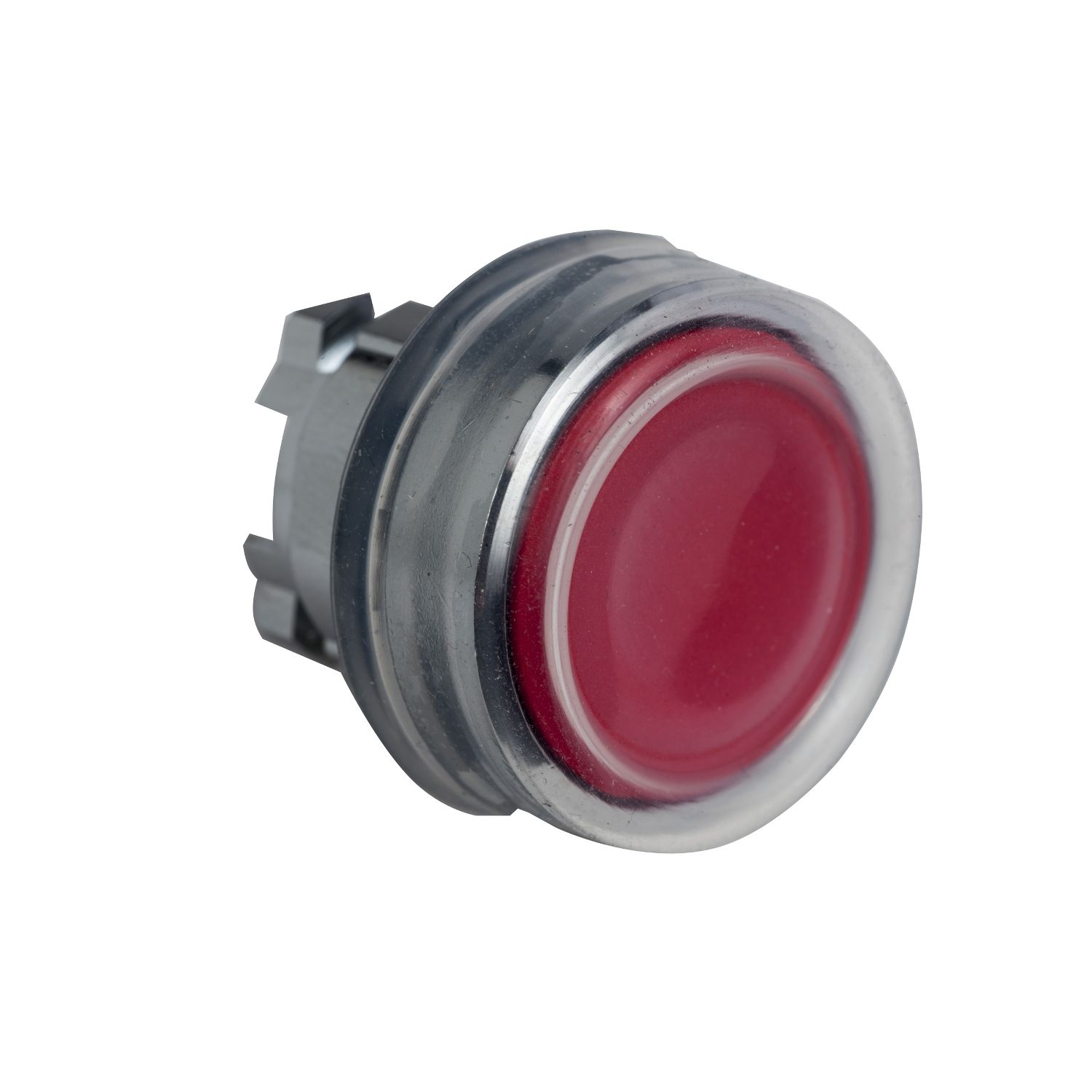 Picture of Head for non illuminated push button, Harmony XB4, red flush, 22mm, spring return, clear boot, unmarked