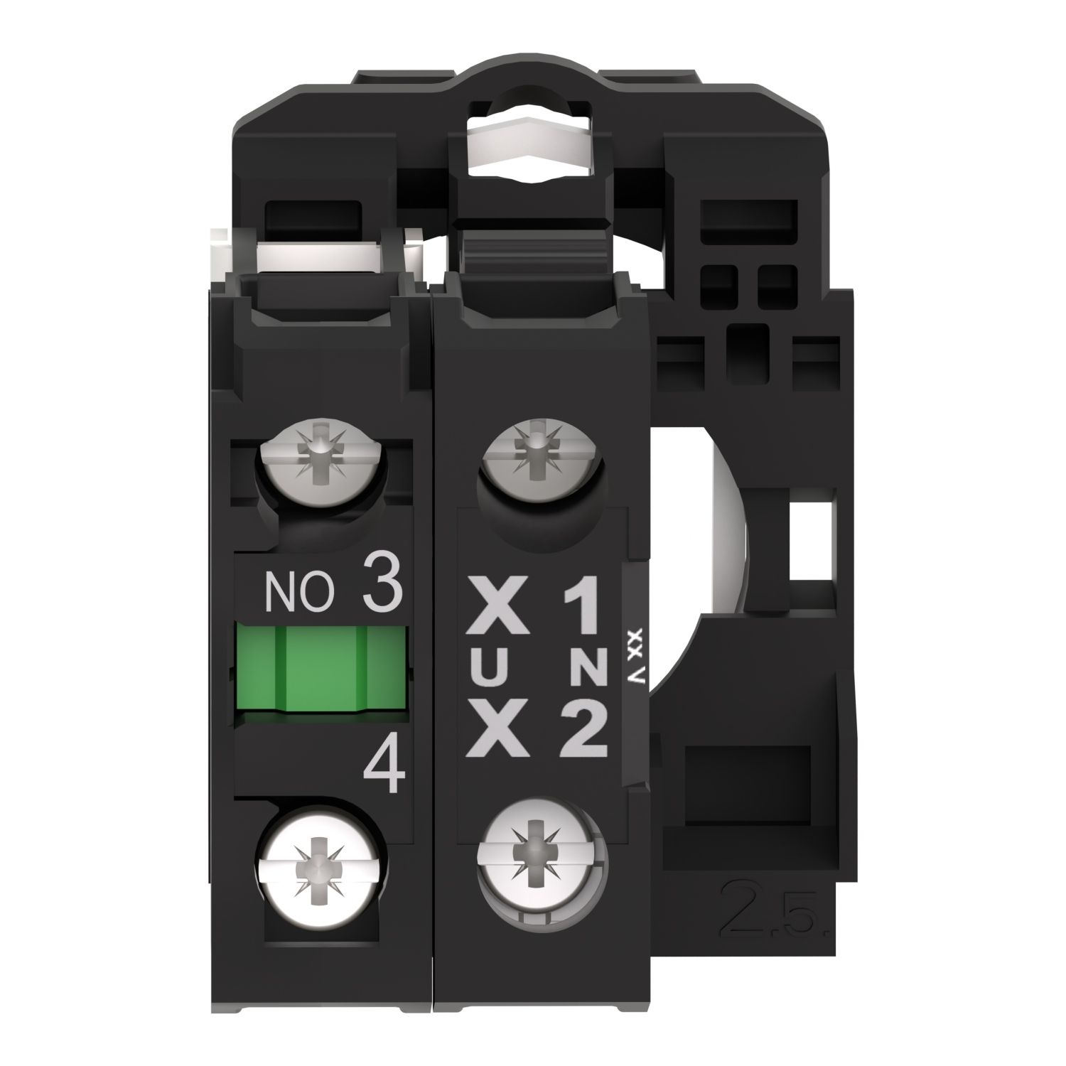 Picture of Complete body/contact assembly and light block, Harmony XB5, universal LED, 1NO, 230...240V