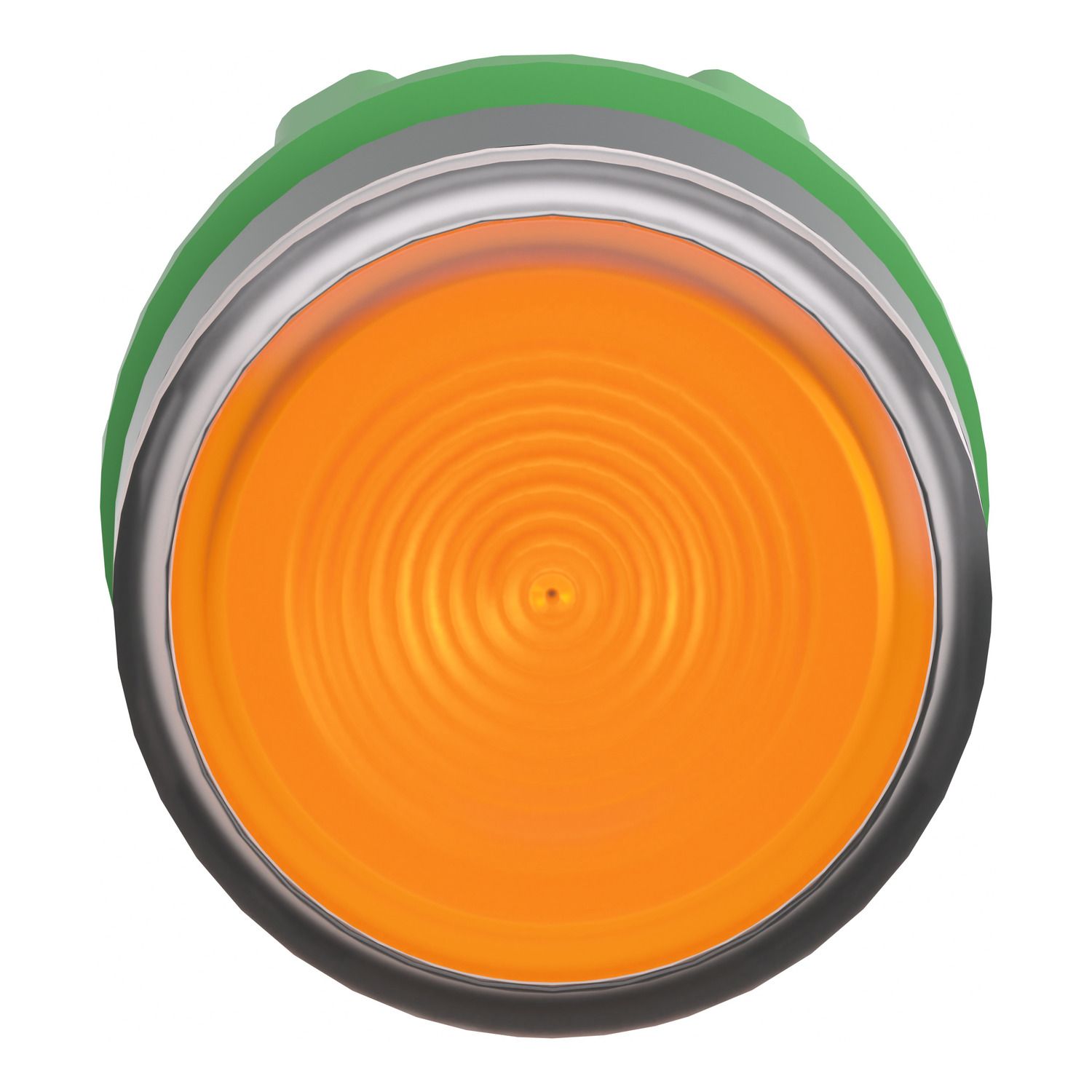 Picture of Head for illuminated push button, Harmony XB5, plastic, orange flush, 22mm, universal LED, spring return, grooved lens