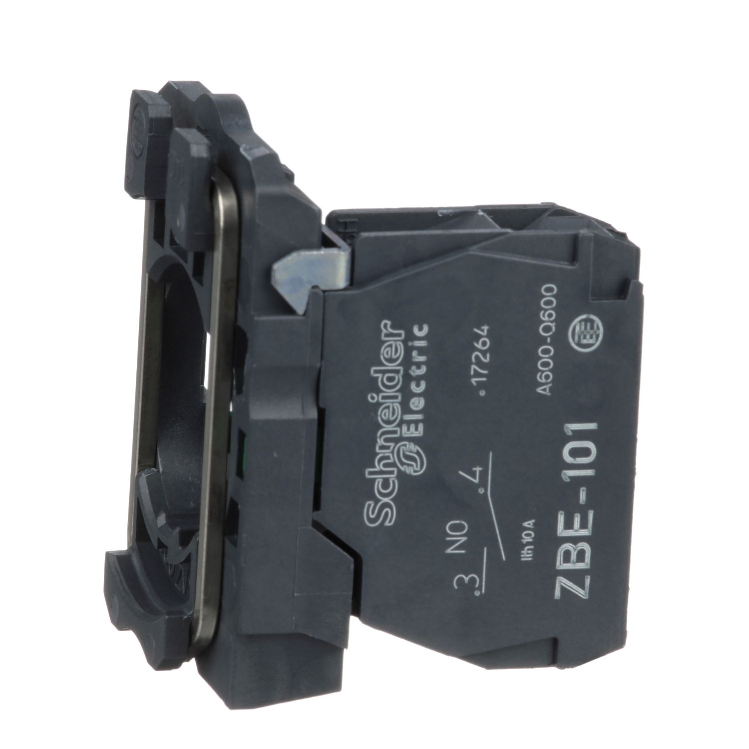 Picture of Single contact block with body fixing collar, Harmony XB5, plastic, screw clamp terminal, 1NO