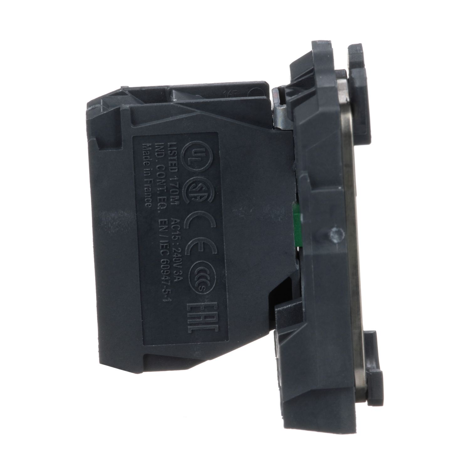 Picture of Single contact block with body fixing collar, Harmony XB5, plastic, screw clamp terminal, 1NO