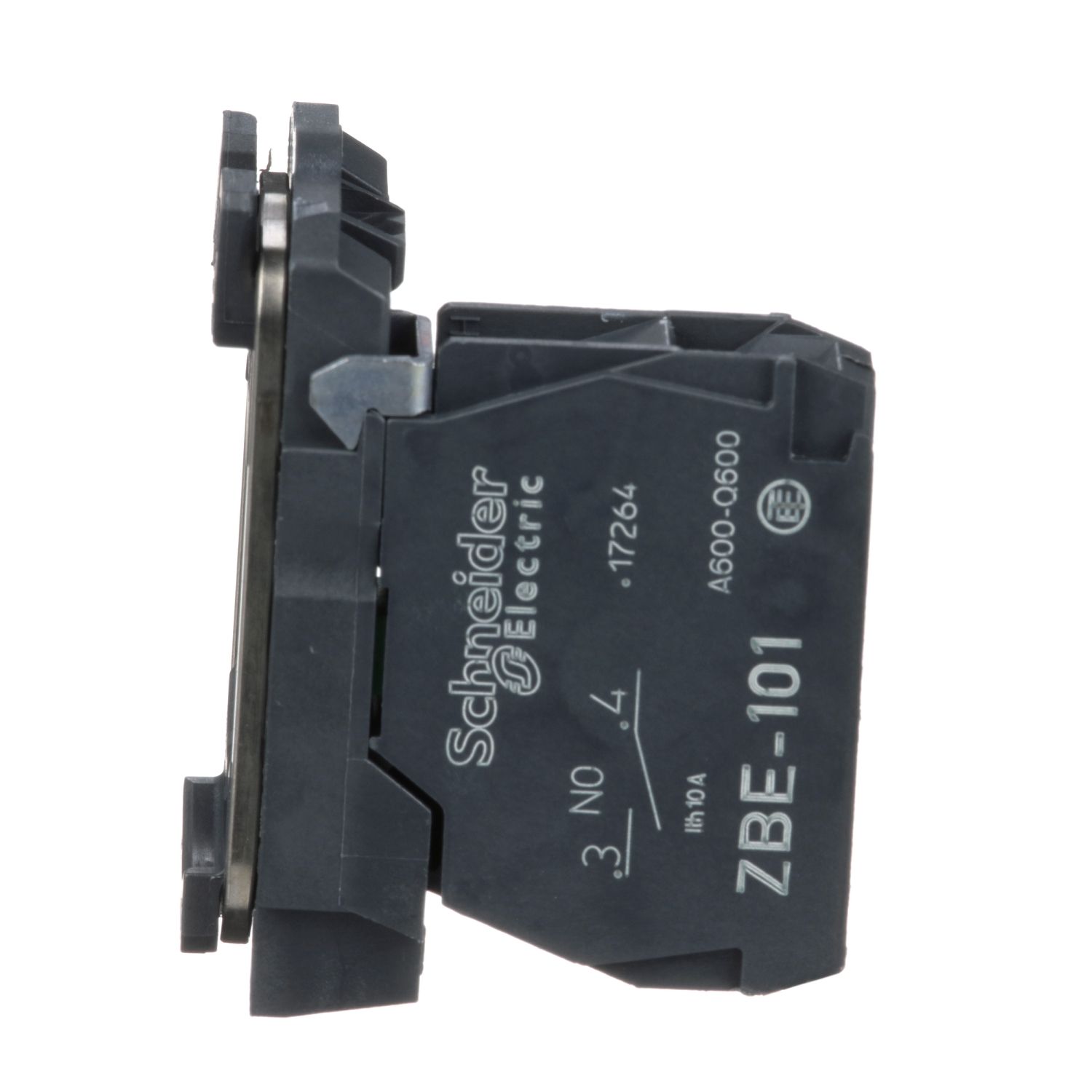 Picture of Single contact block with body fixing collar, Harmony XB5, plastic, screw clamp terminal, 1NO
