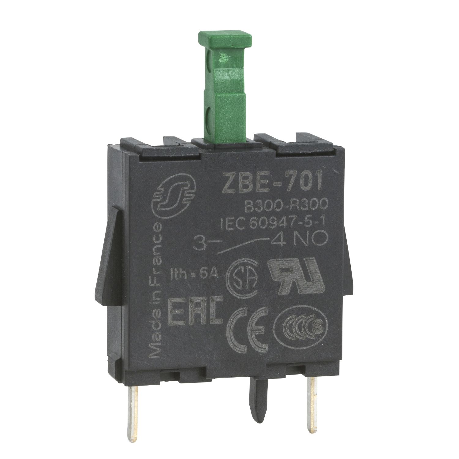 Picture of Single contact block, Harmony XB4, silver alloy, pins for printed circuit board, 1NO