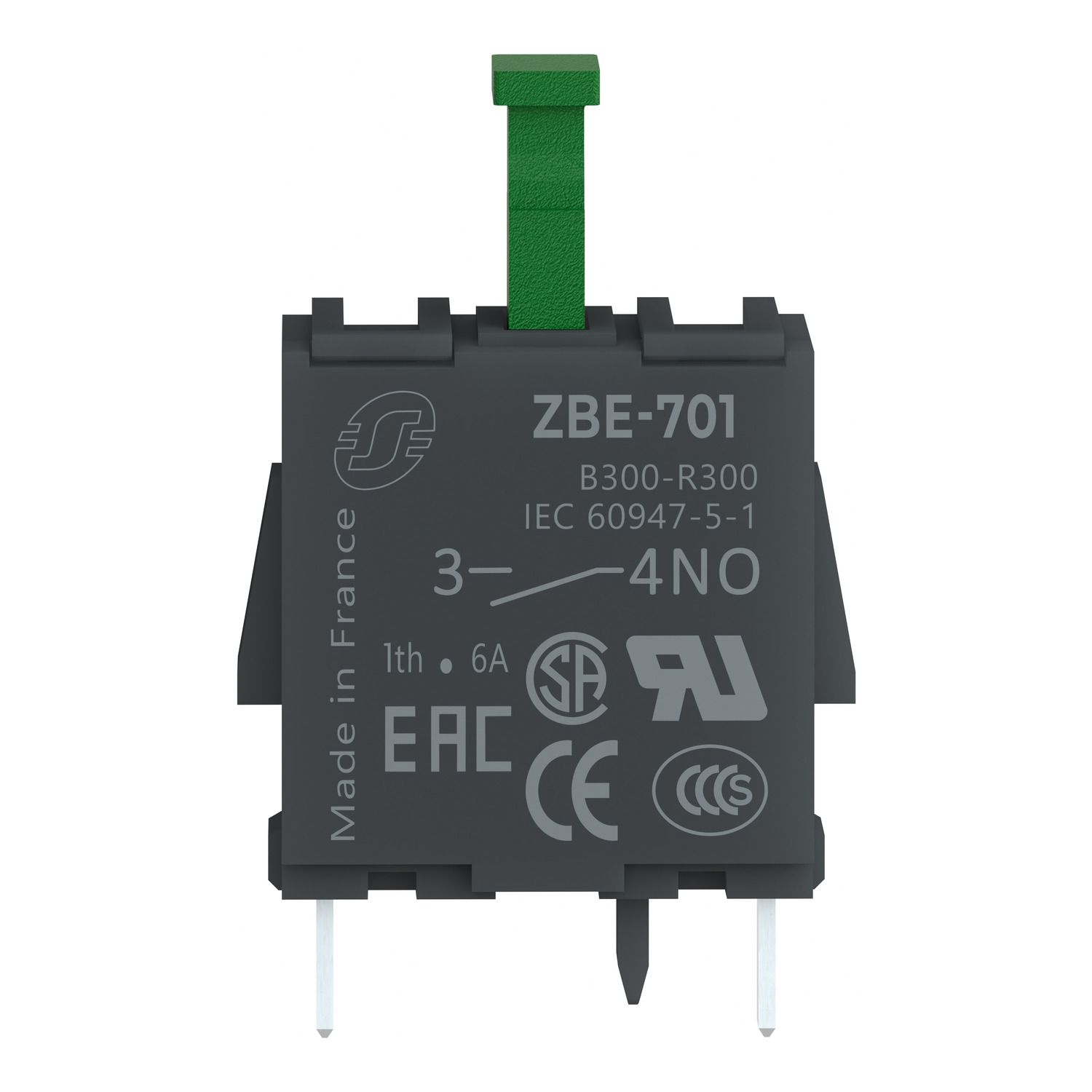 Picture of Single contact block, Harmony XB4, silver alloy, pins for printed circuit board, 1NO