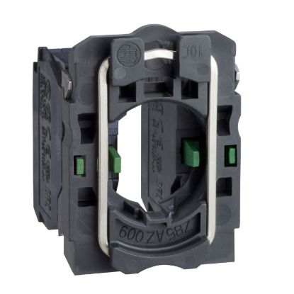 Picture of Single contact block with body fixing collar, Harmony XB5, plastic, screw clamp terminal, 2NO