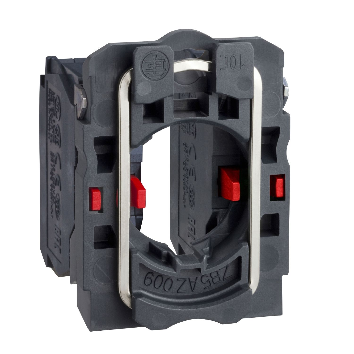 Picture of Single contact block with body fixing collar, Harmony XB5, plastic, screw clamp terminal, 2NC