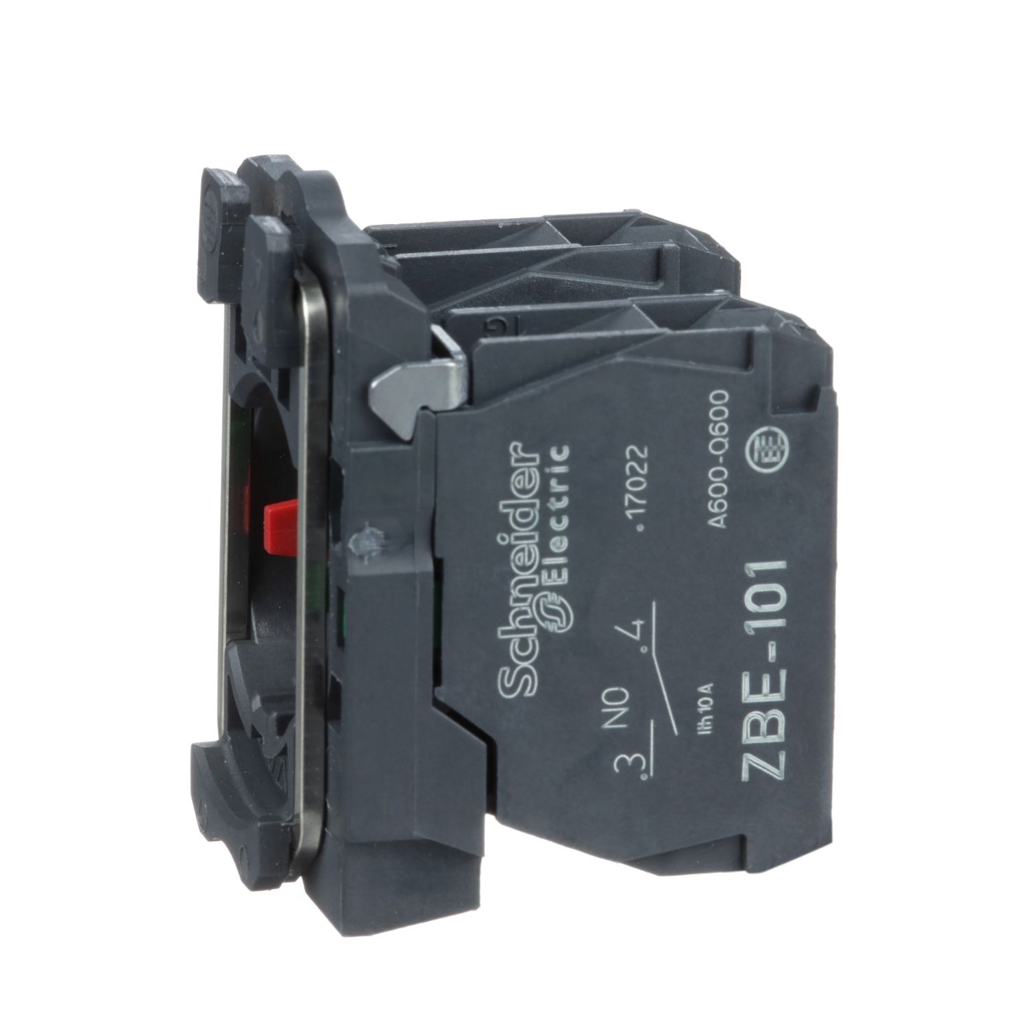 Picture of Single contact block with body fixing collar, Harmony XB5, plastic, screw clamp terminal, 1NO+1NC