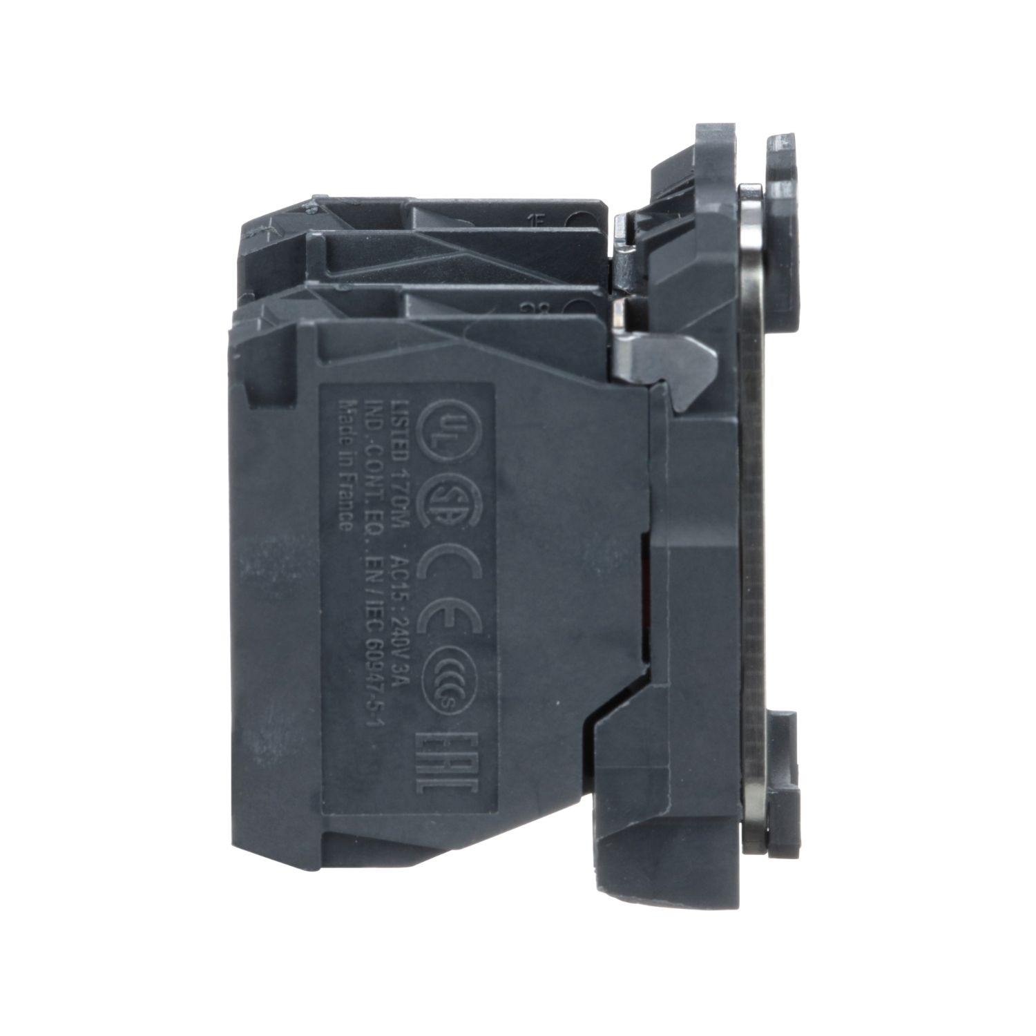 Picture of Single contact block with body fixing collar, Harmony XB5, plastic, screw clamp terminal, 1NO+1NC