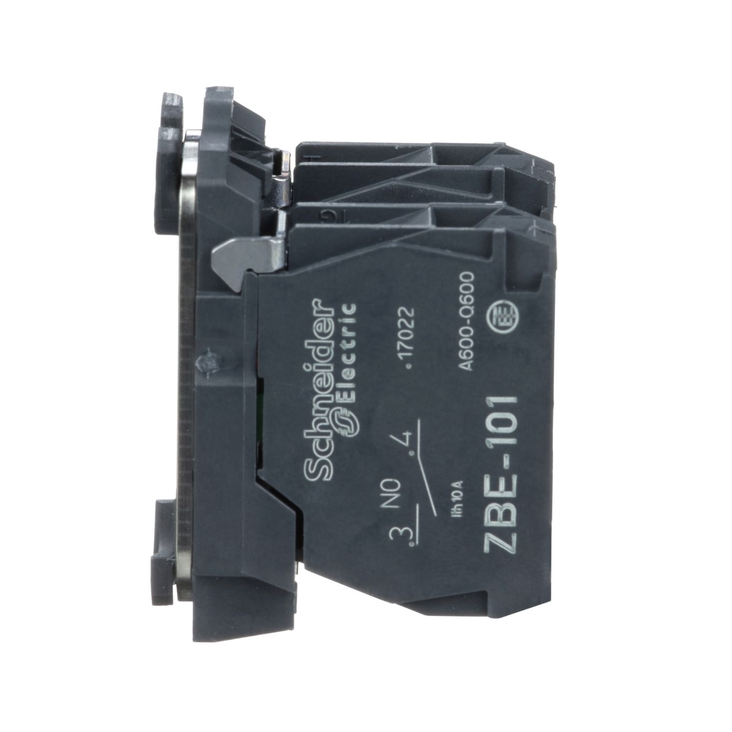 Picture of Single contact block with body fixing collar, Harmony XB5, plastic, screw clamp terminal, 1NO+1NC