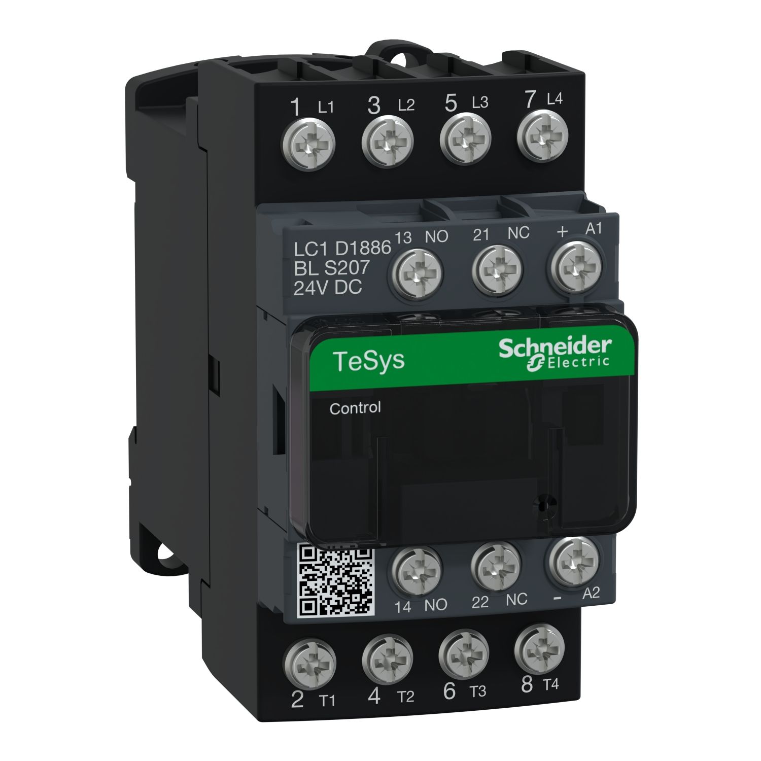 Picture of Contactor, TeSys Deca S207,4P(2NO+2NC),AC-1 32A , <=440V, 24V DC coil low consumption coil, lugs-ring terminal