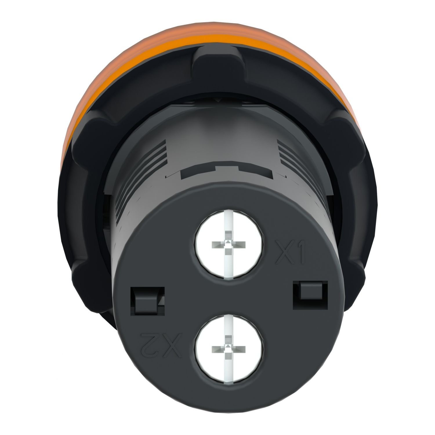 Picture of Monolithic pilot light, Easy Harmony XA2, plastic, amber, 22mm, integral LED, screw clamp terminals, 220V DC
