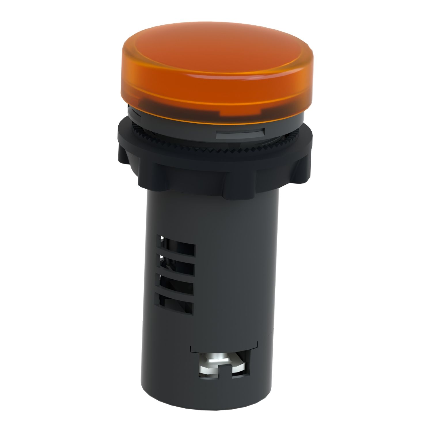 Picture of Monolithic pilot light, Easy Harmony XA2, plastic, amber, 22mm, integral LED, screw clamp terminals, 220V DC