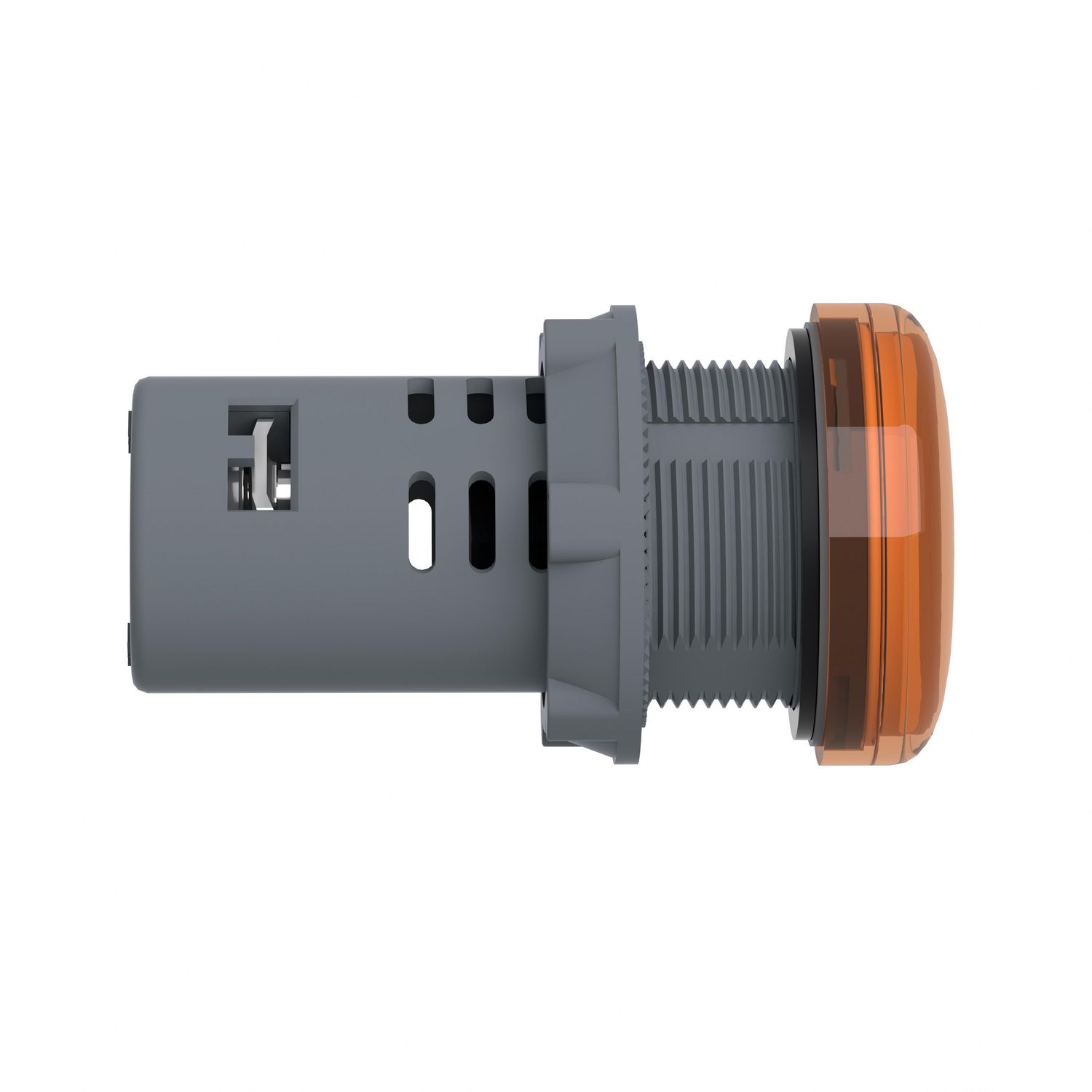 Picture of Monolithic pilot light, Easy Harmony XA2, plastic, amber, 22mm, integral LED, screw clamp terminals, 220V DC