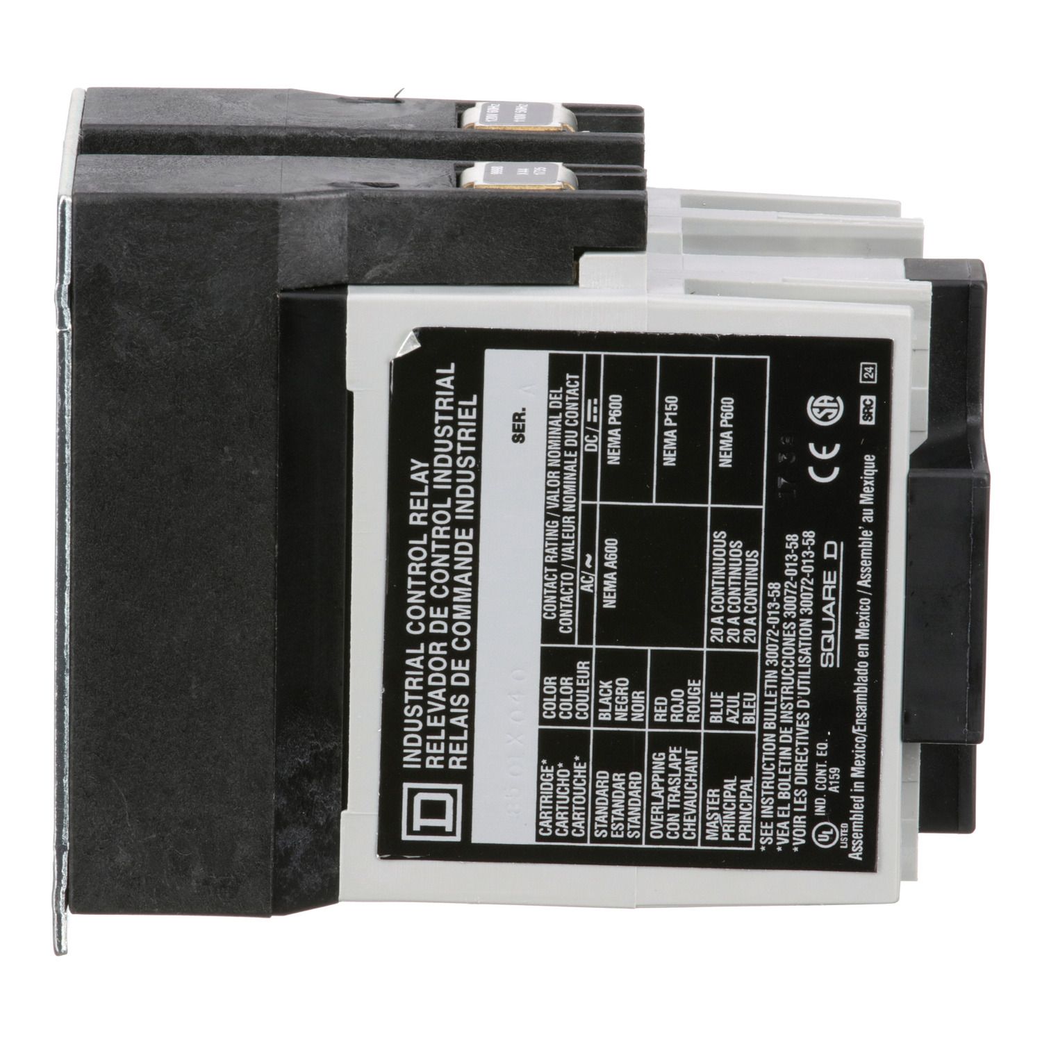 Picture of Relay, Harmony 8501X, machine tool, coil, screw clamp terminals, 10A resistive at 600V AC, 110/120V AC 50/60Hz, 4NO