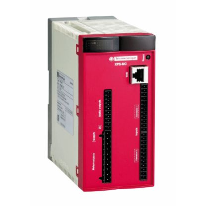 Picture of safety controller, Harmony XPS MC, 24V DC, 16 inputs, 30 LEDs signalling