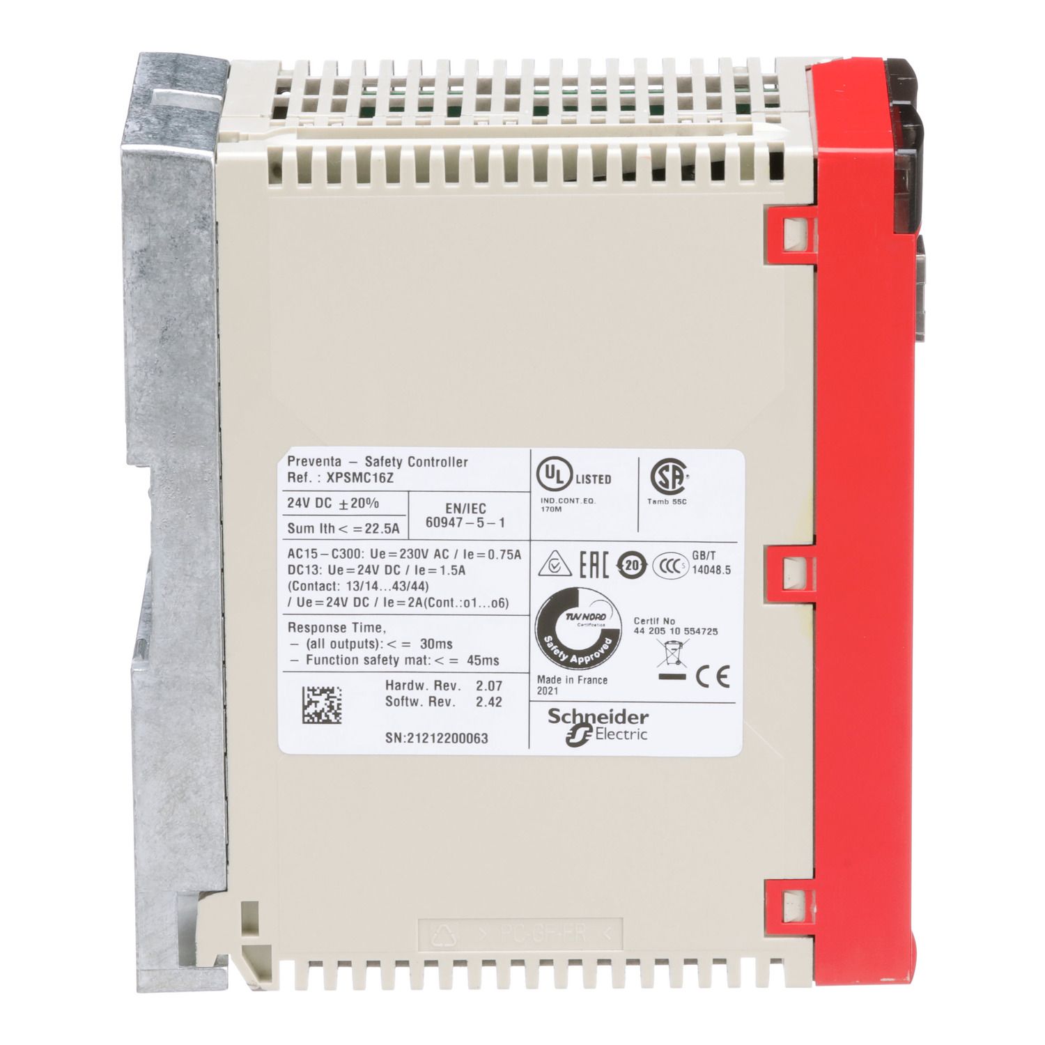 Picture of safety controller, Harmony XPS MC, 24V DC, 16 inputs, 30 LEDs signalling