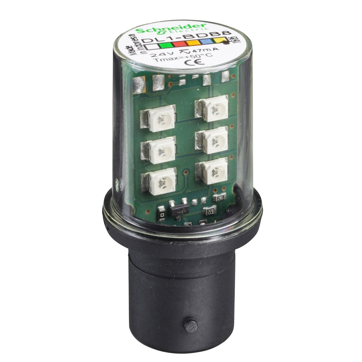 Picture of LED bulb, Harmony XVB, BA 15d, yellow, steady light, 24V AC/DC
