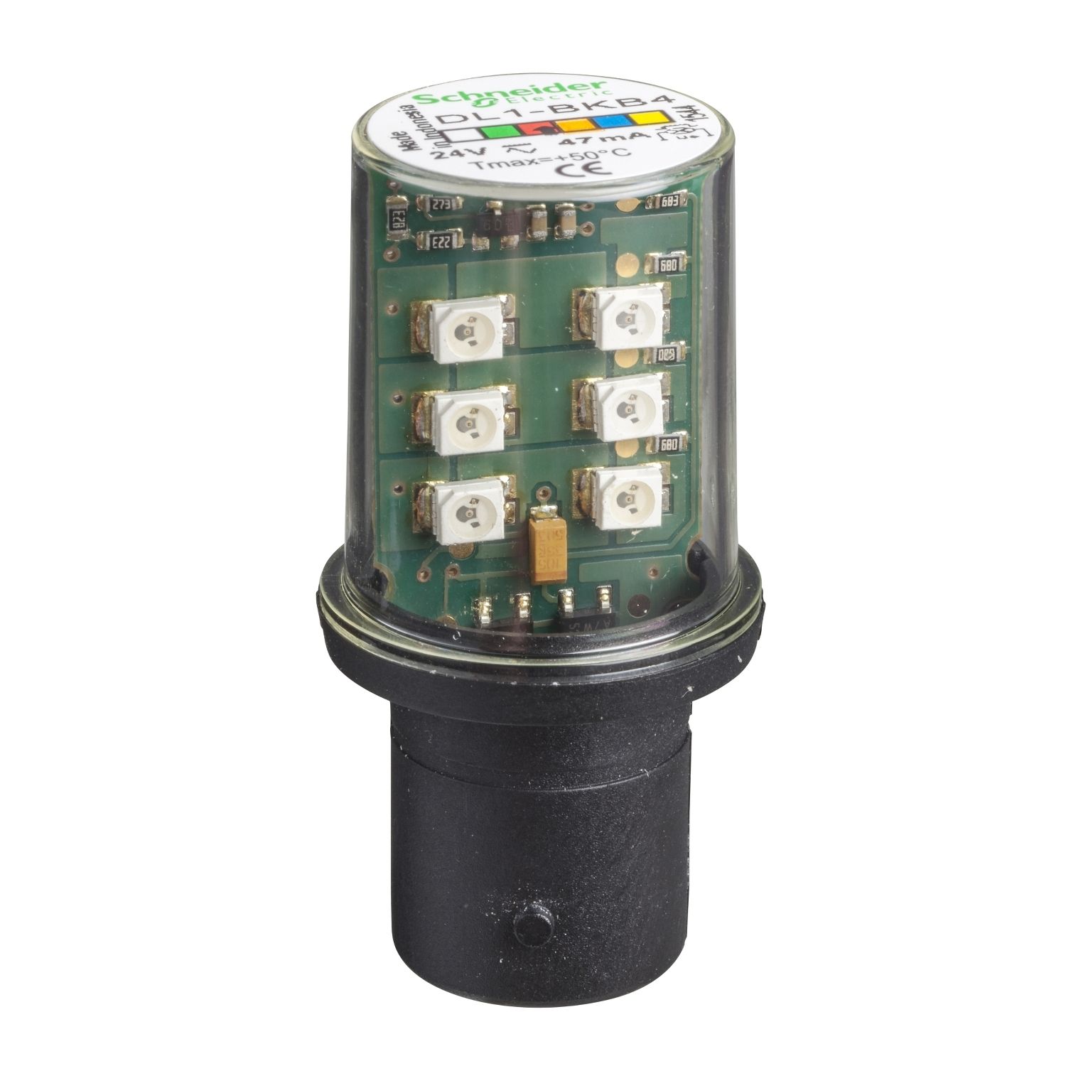 Picture of LED bulb, Harmony XVB, BA15d, red, flashing signaling type, 24V AC