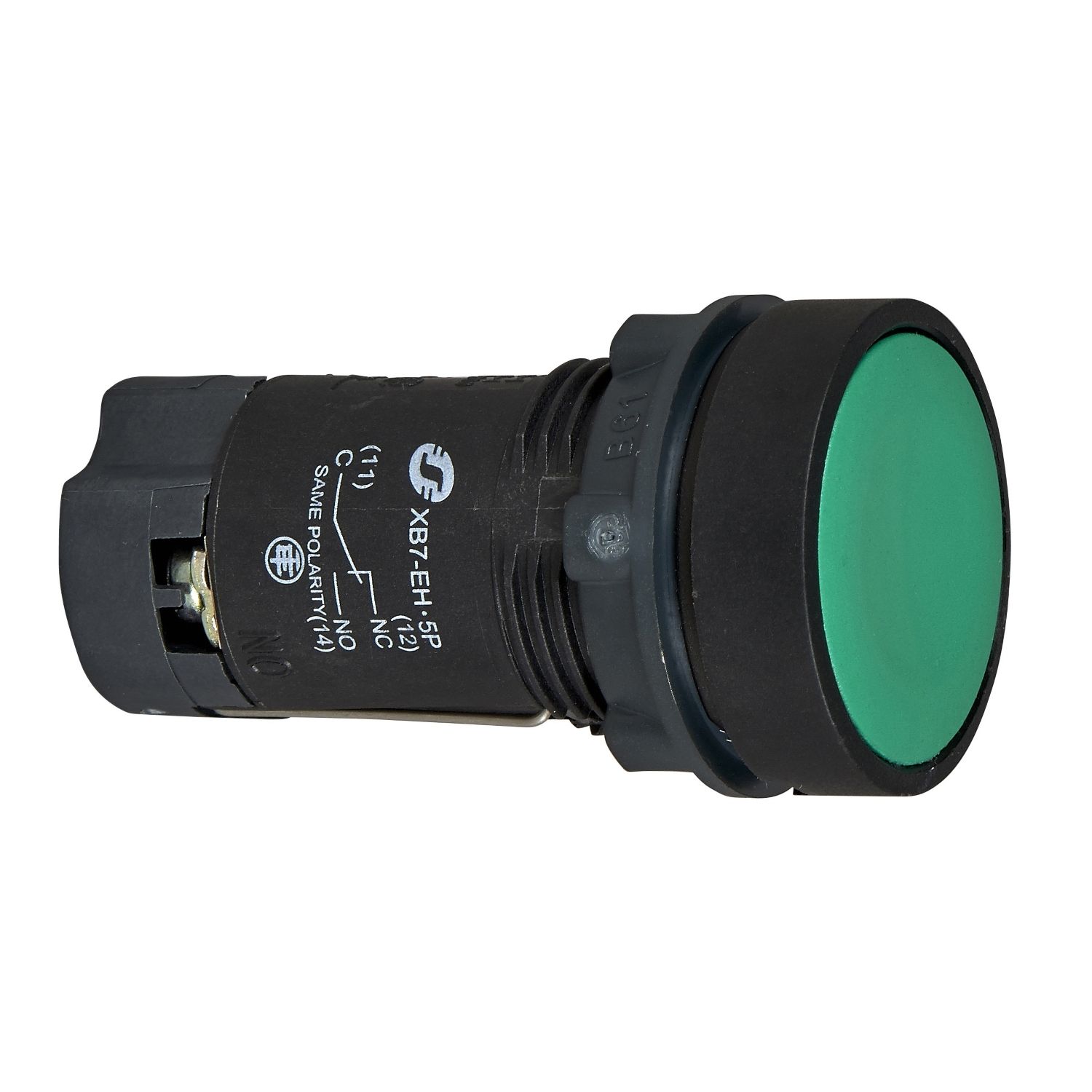 Picture of green flush pushbutton Ø22 - spring return -1C/O- screw clamp terminals-unmarked