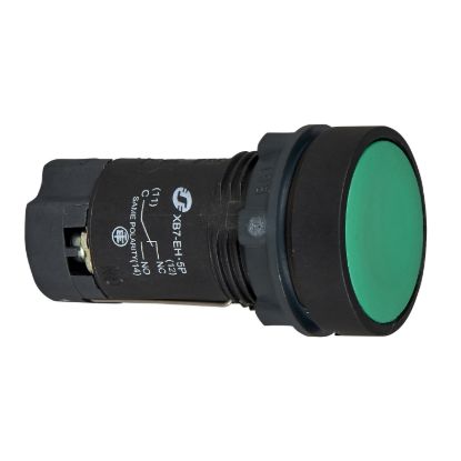 Picture of green flush pushbutton Ø22 - spring return -1C/O- screw clamp terminals-unmarked