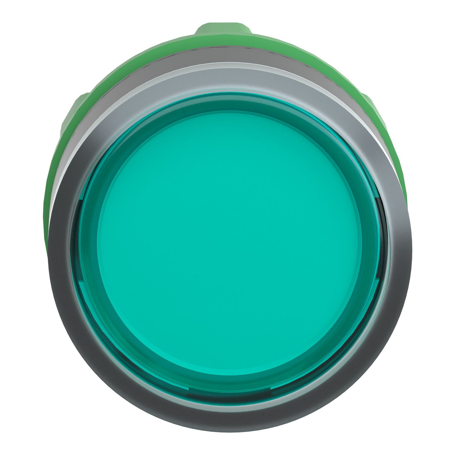 Picture of Head for illuminated push button, Harmony XB5, plastic, flush, green, 22mm, spring return, plain lens for BA9s bulb